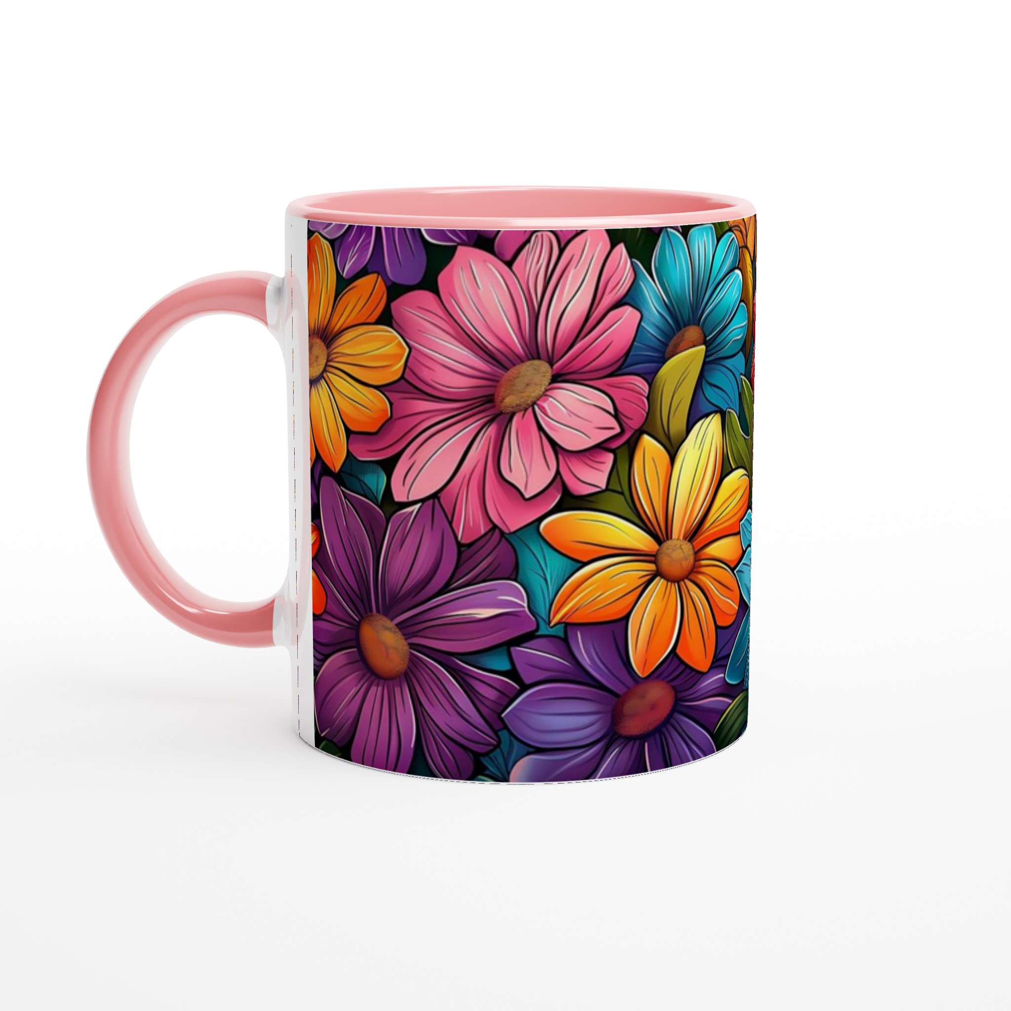 Färgsprakande Blomstermugg – 11oz Keramikmugg i ditt val av 7 nyanser för en personlig touch 6 68c1319f-30b7-426b-a6ae-bb650d92cae6
