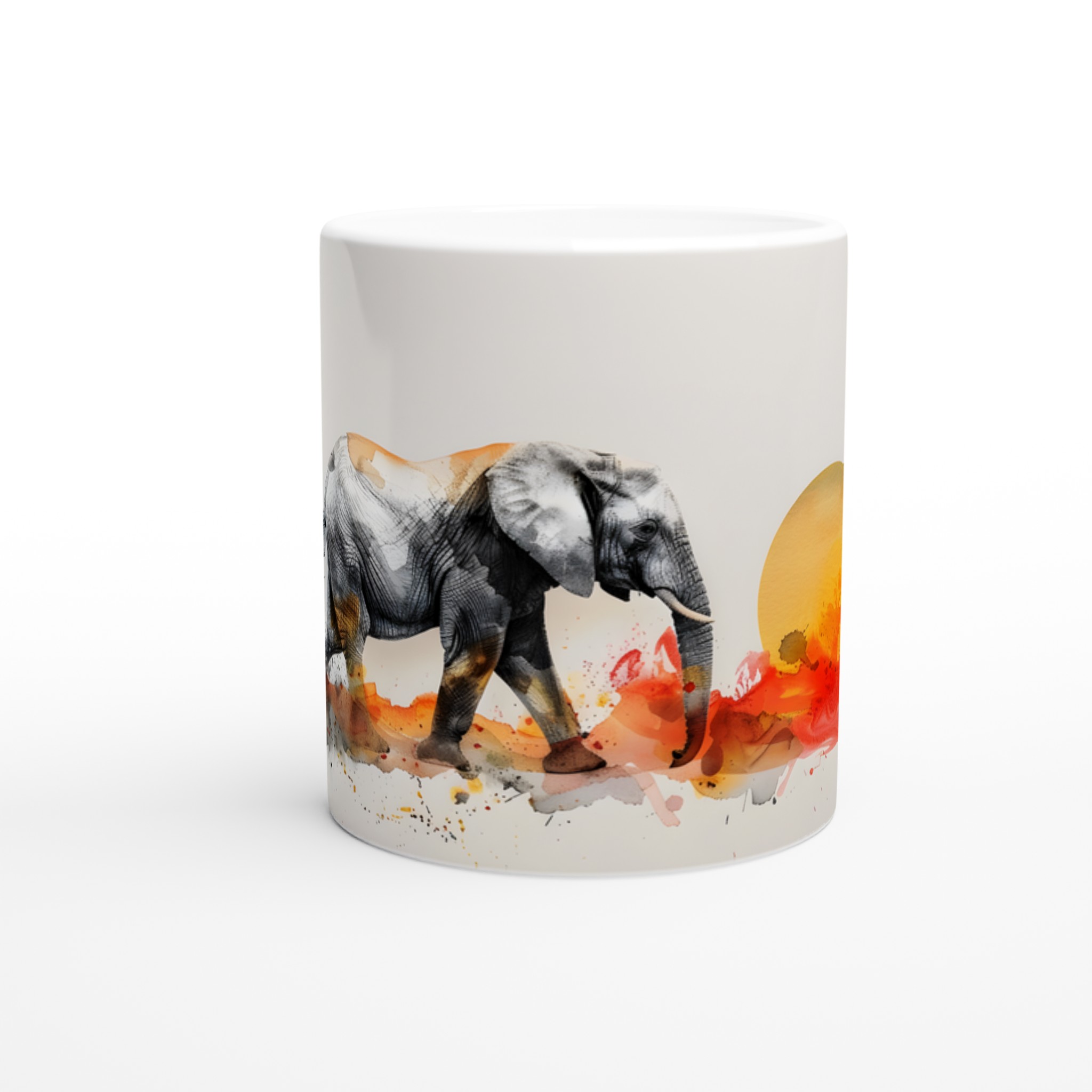 Abstrakt Solnedgång Elefant Mugg – 11oz Keramisk Mugg i Valfri Färg 8 68dfe831-d153-4e68-b835-1d67b28a34c0
