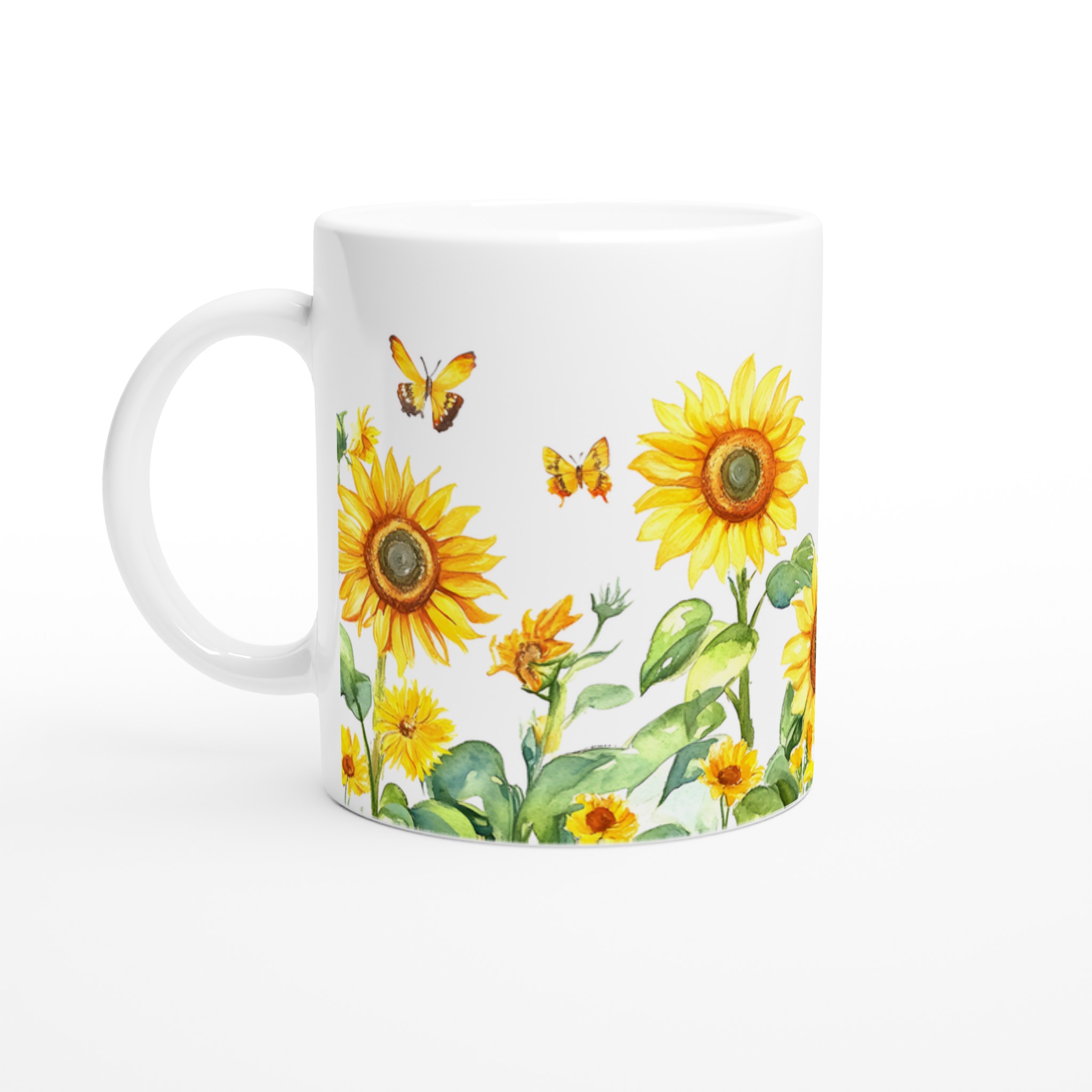 Solros- och Fjärilsmugg – Keramisk 11oz Kaffemugg i ditt val av 7 Livfulla Färger 1 68e02cb3-d708-4721-b110-40b712046b08
