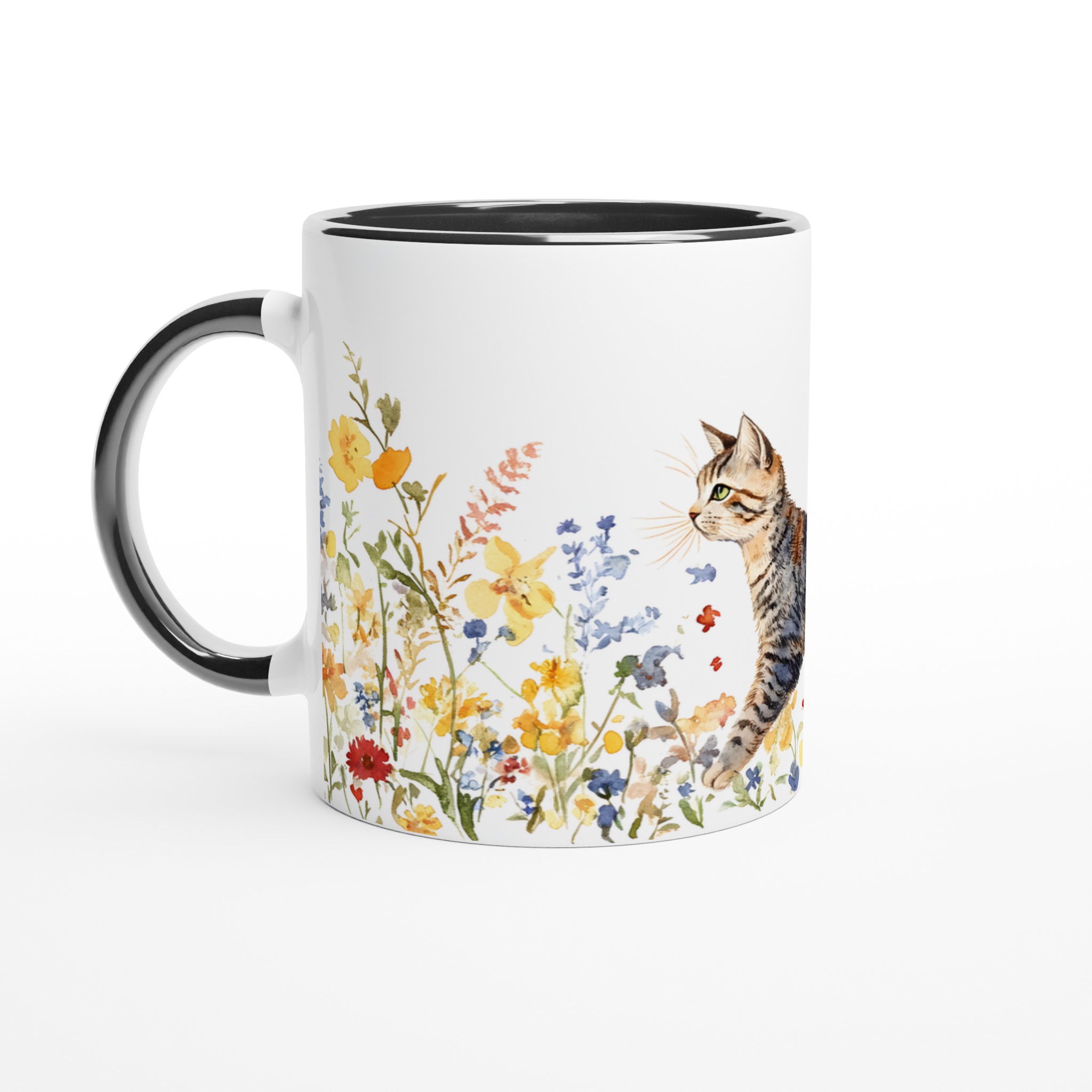 Katt bland Vårblommor – Akvarellmugg, 11oz Keramik 4 68fdad07-6423-4776-a261-bfec76848e15
