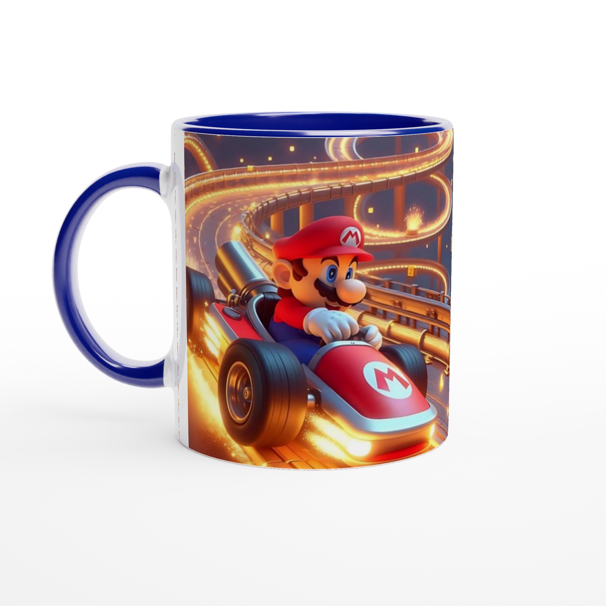 Vit 11oz keramisk mugg med dynamiskt racerbilsdesign i ditt val av sju färgstarka nyanser 2 690952ce-e6d6-4d96-9c88-8cca76710b93