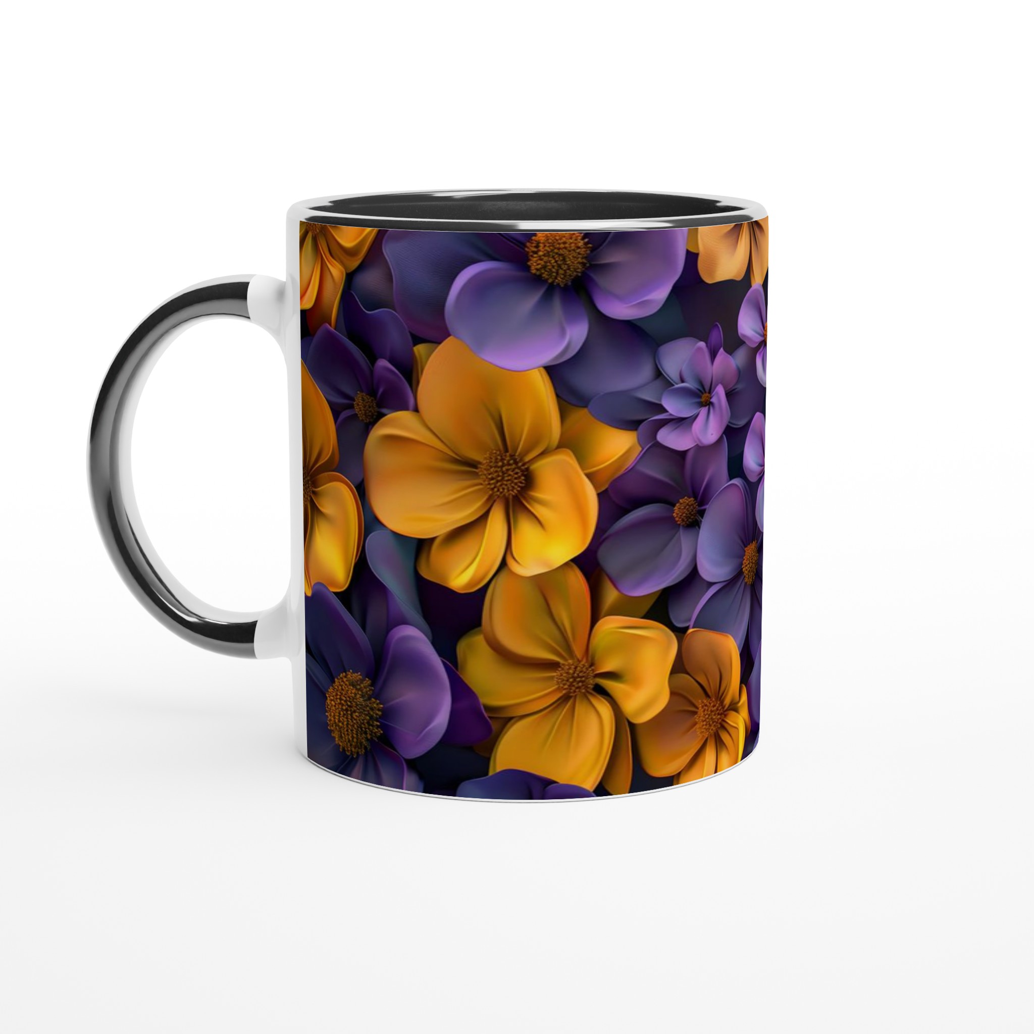 Ceramic Mug 11oz - Yellow & Purple Floral Blossom Design – Choose Your Ceramic Hue 4 69193296-2b9c-4a8a-a31b-6407bf2a3fbd