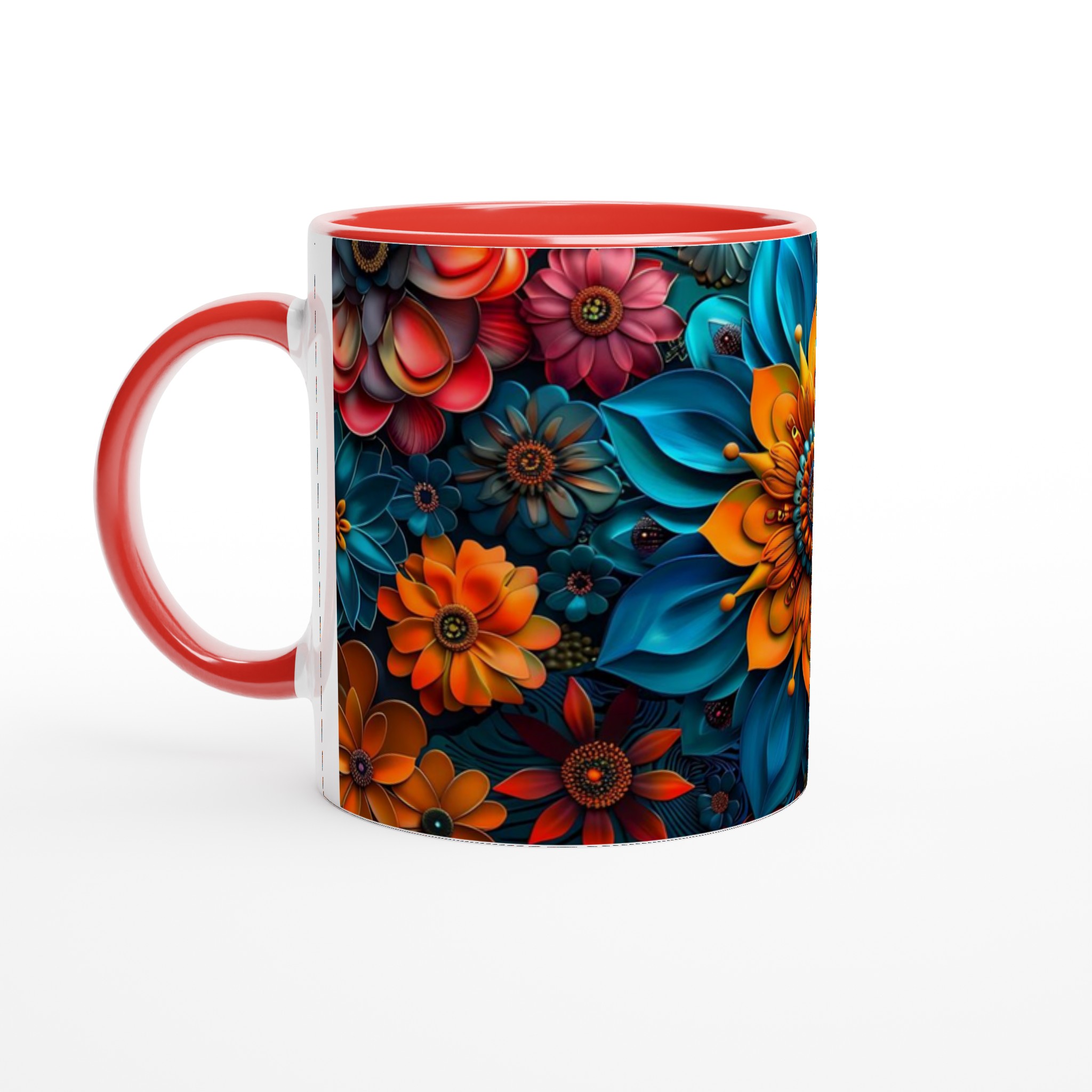 Mångfärgad blommig keramikmugg – 11 oz premiummugg i ditt val av sju livfulla färger 5 6922593a-49ad-48a2-b93c-447e744fa68f