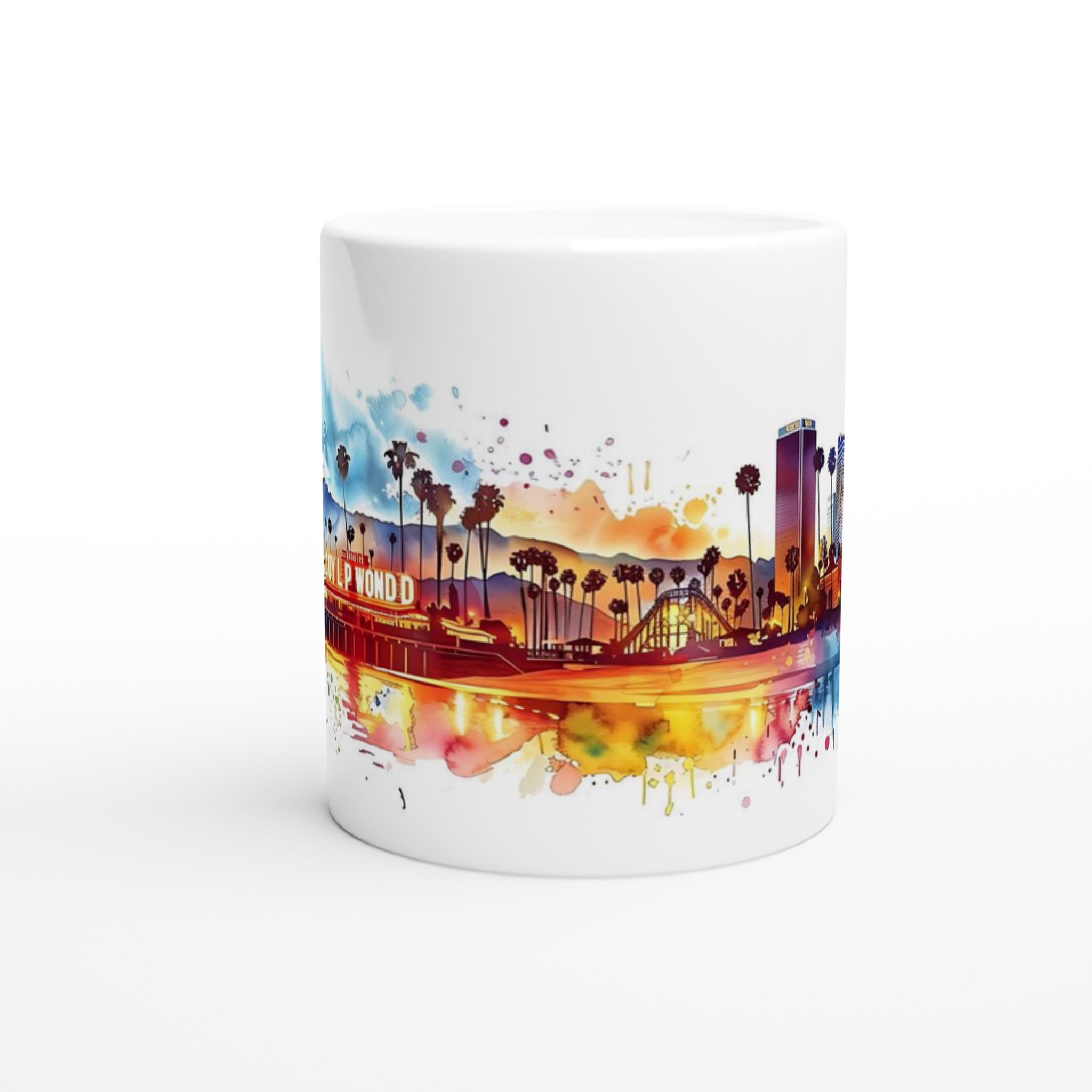 Vit 11oz keramisk mugg med färgstark Los Angeles skyline – välj din favoritfärg 8 6955f065-7b6b-4c04-912b-5086cd5f5390