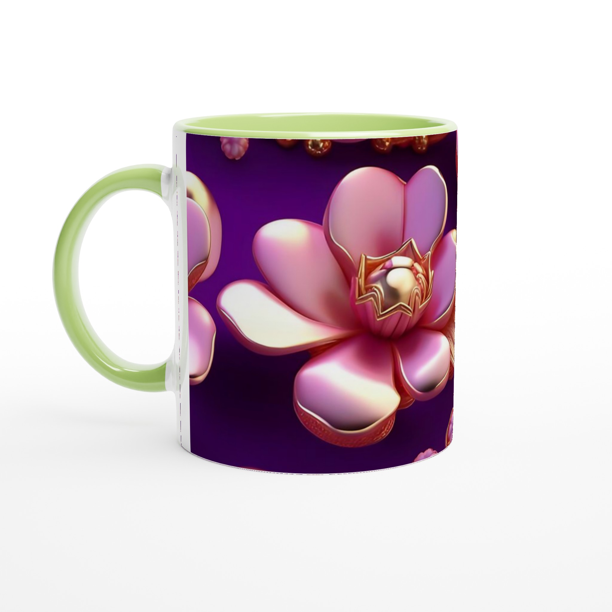 Vit 11oz Keramisk Mugg med Eleganta Rosa och Guldaccenter – Välj Din Favoritfärg 7 696a3454-818a-4fb6-86ac-b37d9d0b4793