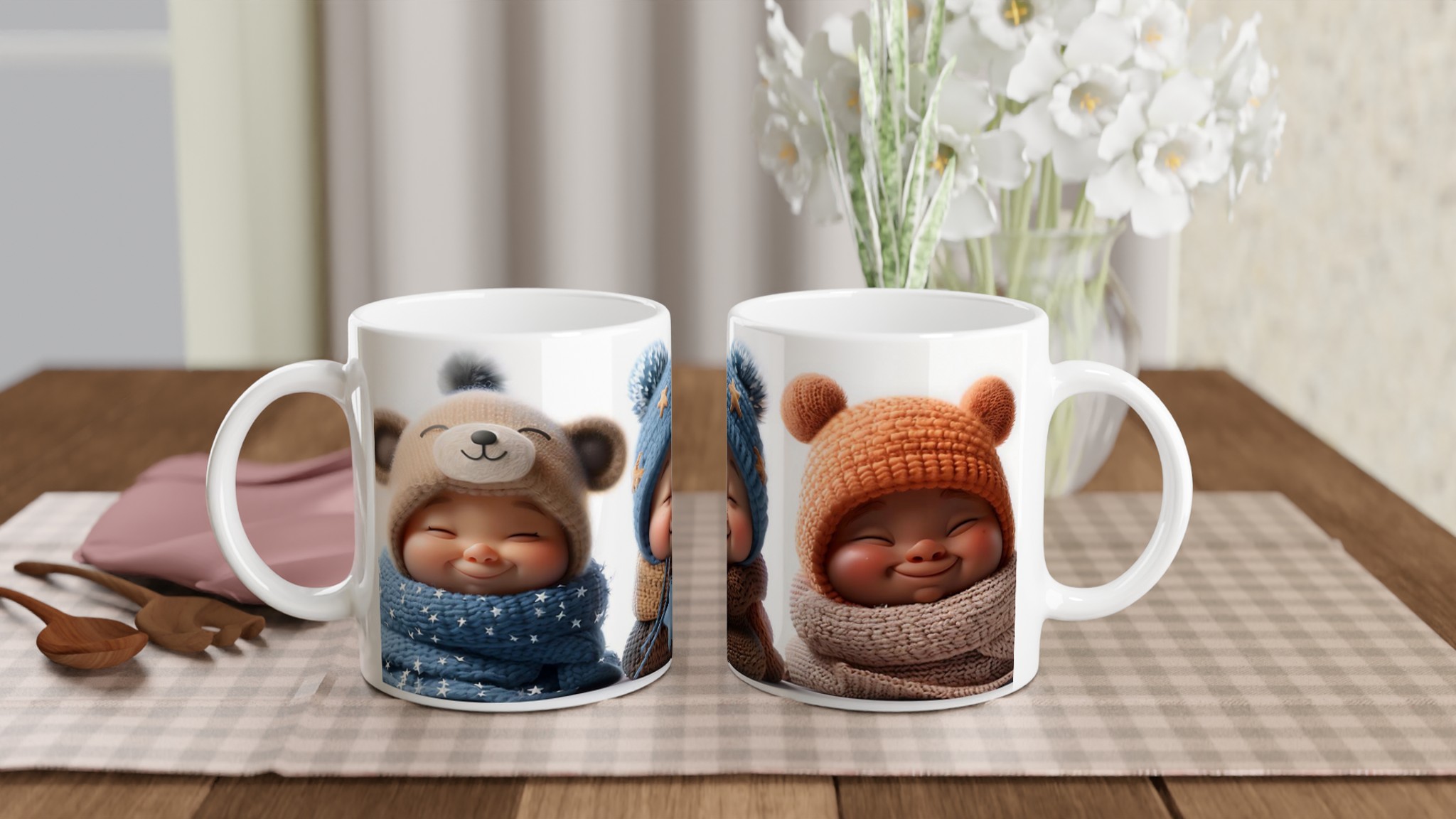 Mysig Vinterglädje Mugg – Gulliga Babyansikten i Varma Färger – 11oz Keramisk Mugg för Kaffe & Te 11 6998f4e5-22f9-4045-ae8e-ce530699f93f