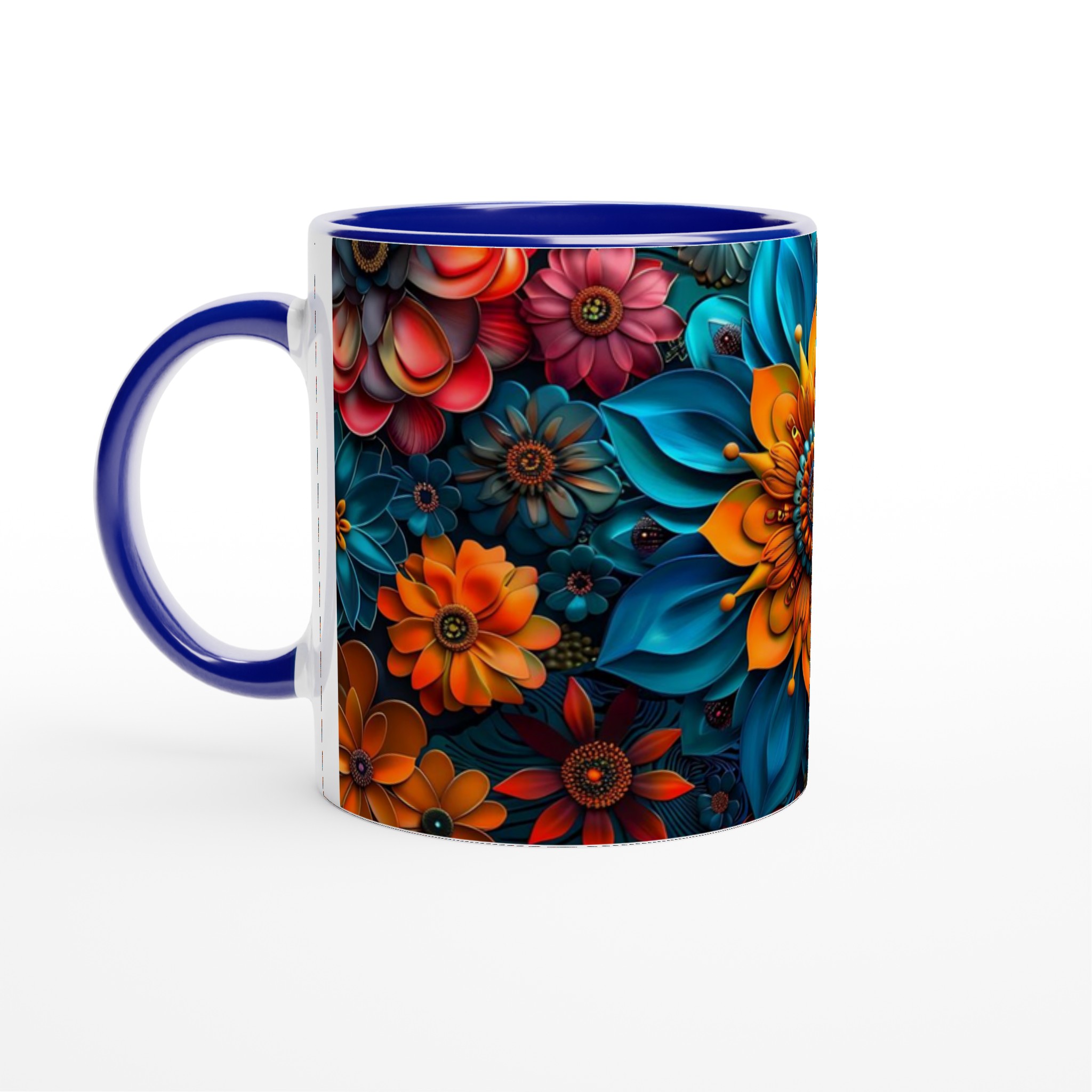 Mångfärgad blommig keramikmugg – 11 oz premiummugg i ditt val av sju livfulla färger 2 699c7892-bfc0-4708-8849-3270d7f376ae