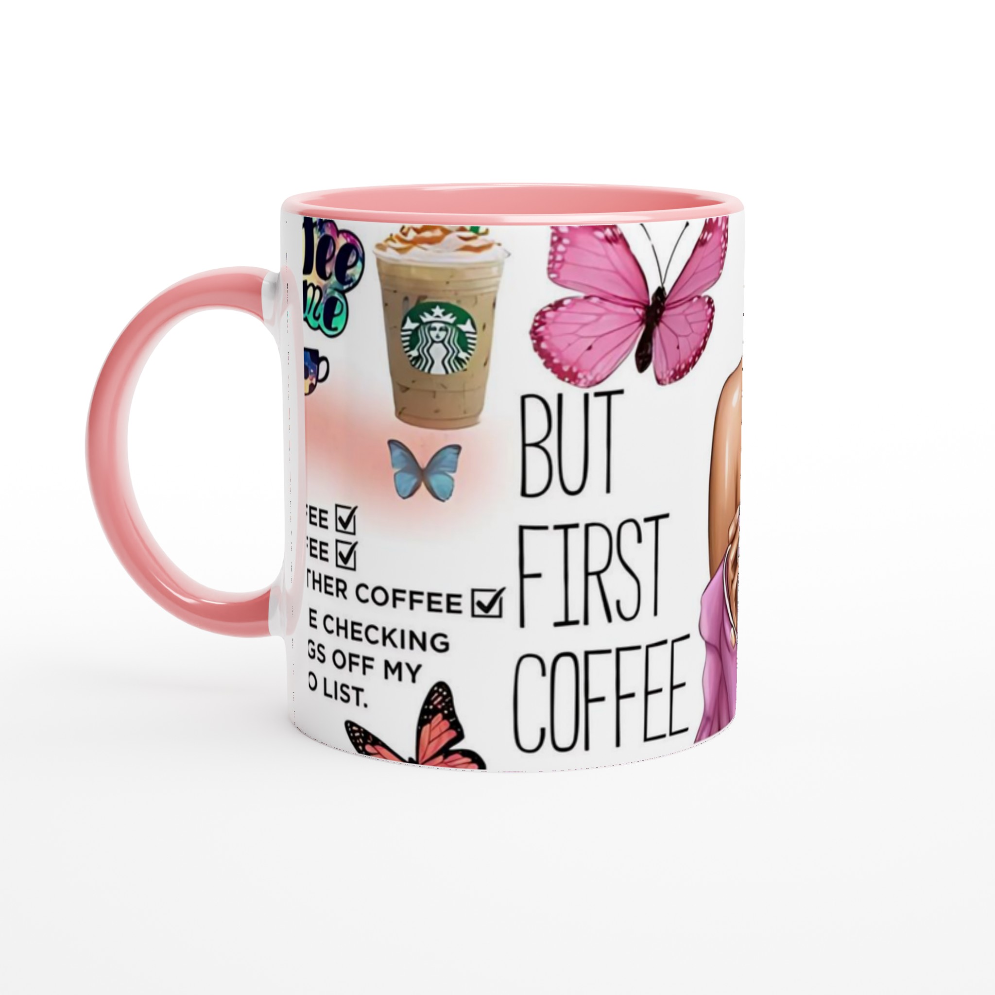 Vit 11oz keramisk mugg med personligt kaffemotiv i mjuka pasteller 6 699e8f69-c603-4307-a5a8-a2fe07dd5684