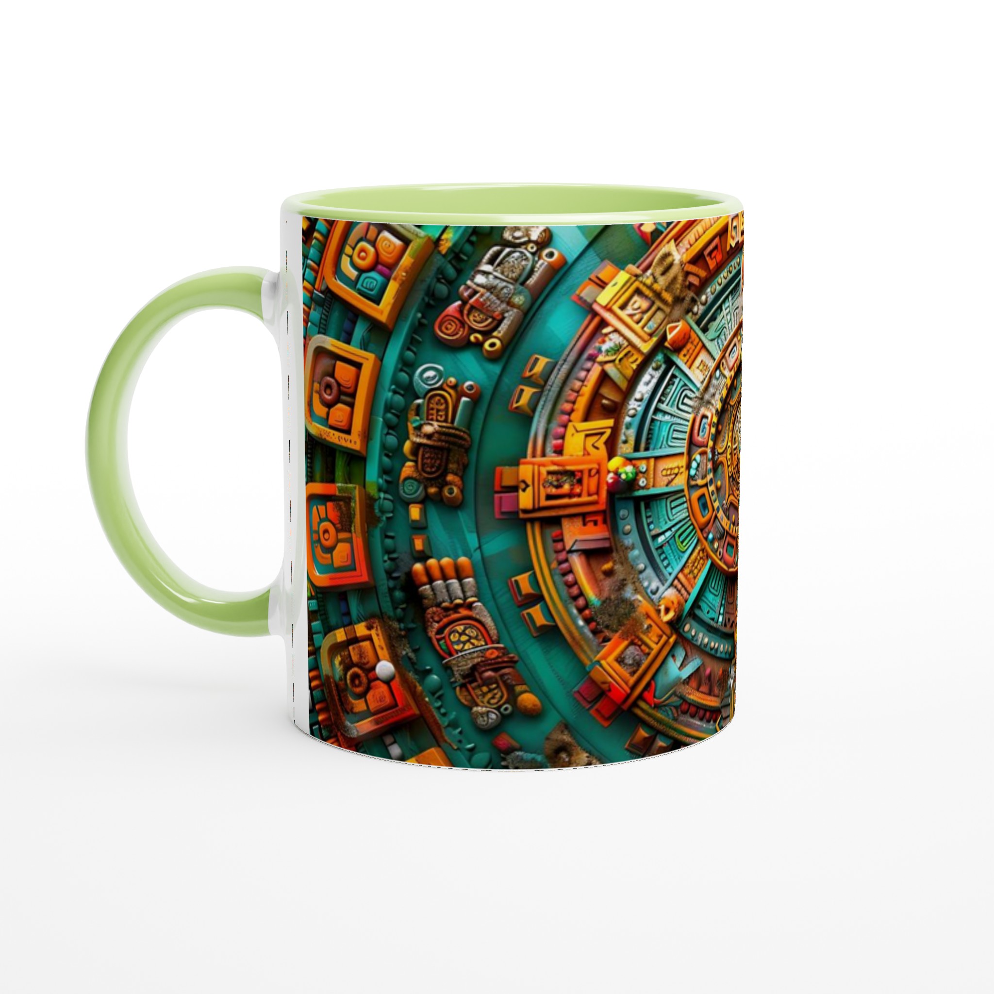 Vit 11oz keramisk mugg med färgstarkt aztekiskt mönster – välj bland sju unika färger 7 69c8b2c0-fd94-41fd-a6b7-6ea4f519a7d8