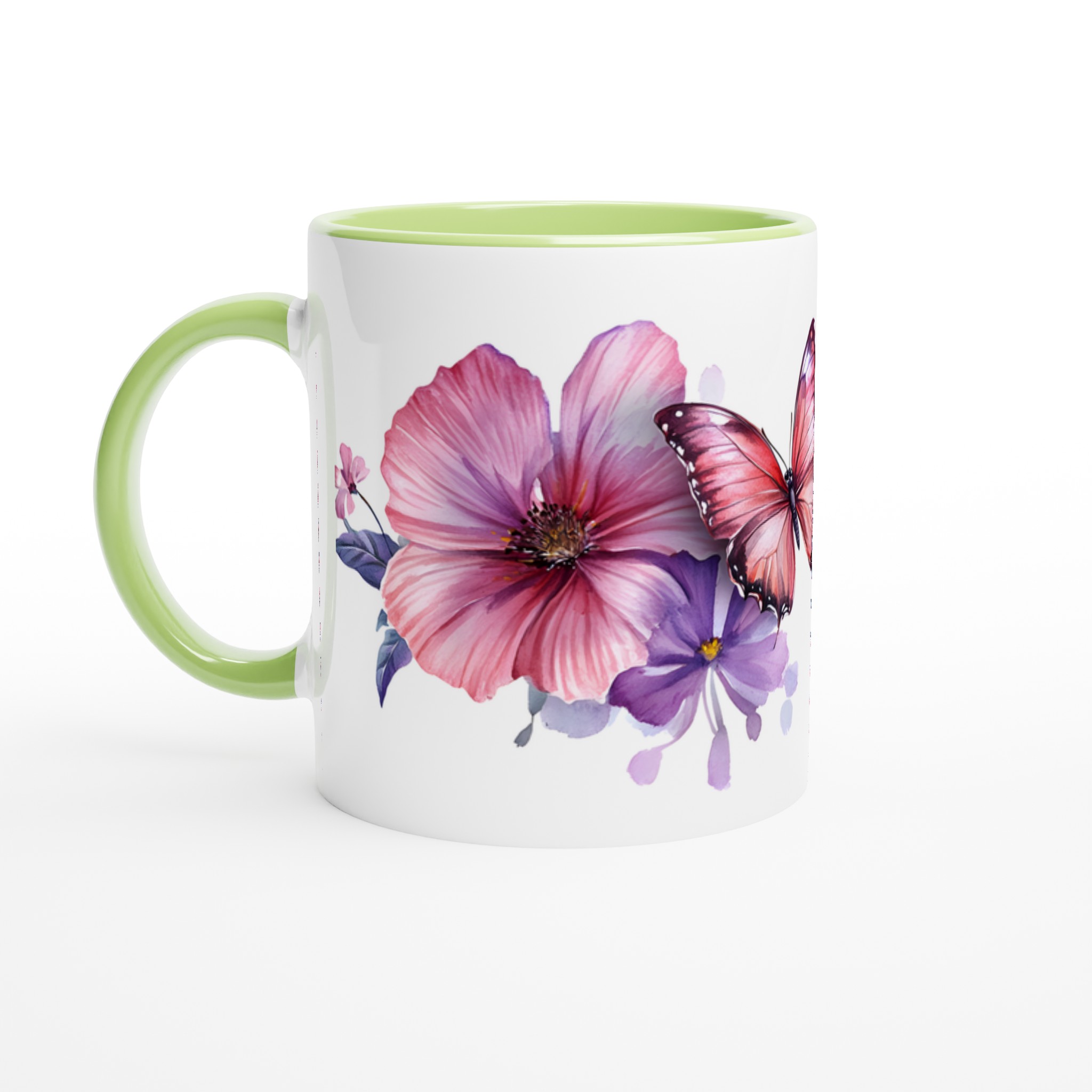 Fjärilsdröm Keramikmugg - 11oz Konstnärlig Mugg med Akvarellblommor & Fjärilar i Väljfri Färg 7 6a395de1-d6b5-4336-9f08-e848ea34eef7
