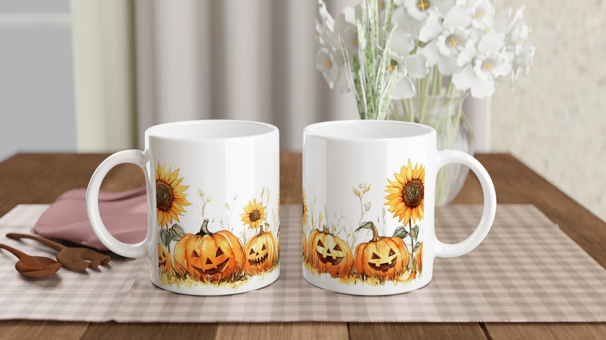 Glad Halloween Mugg med Leende Pumpor och Solrosor - Välj din färg! 10 6a3d9410-60b0-41bb-85c1-080981a12358