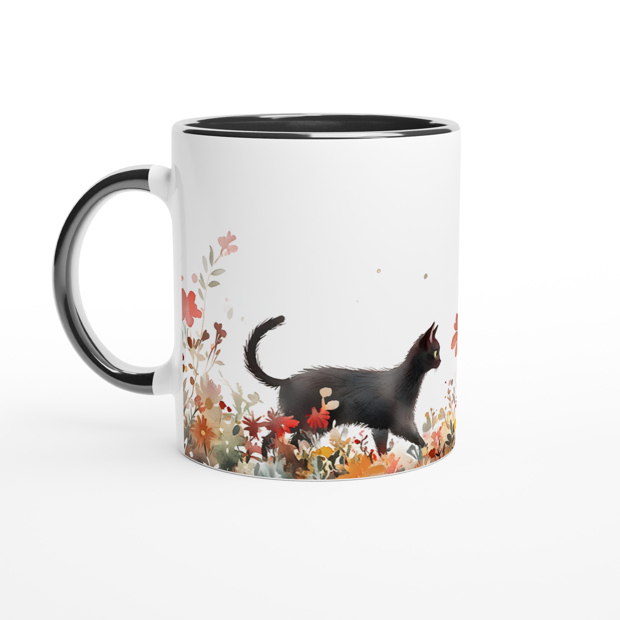 Magisk Katt & Höstblomster – 11oz Keramisk Mugg i Valfri Färg 4 6a429256-eb8d-4295-858f-91dcaaefb4b2