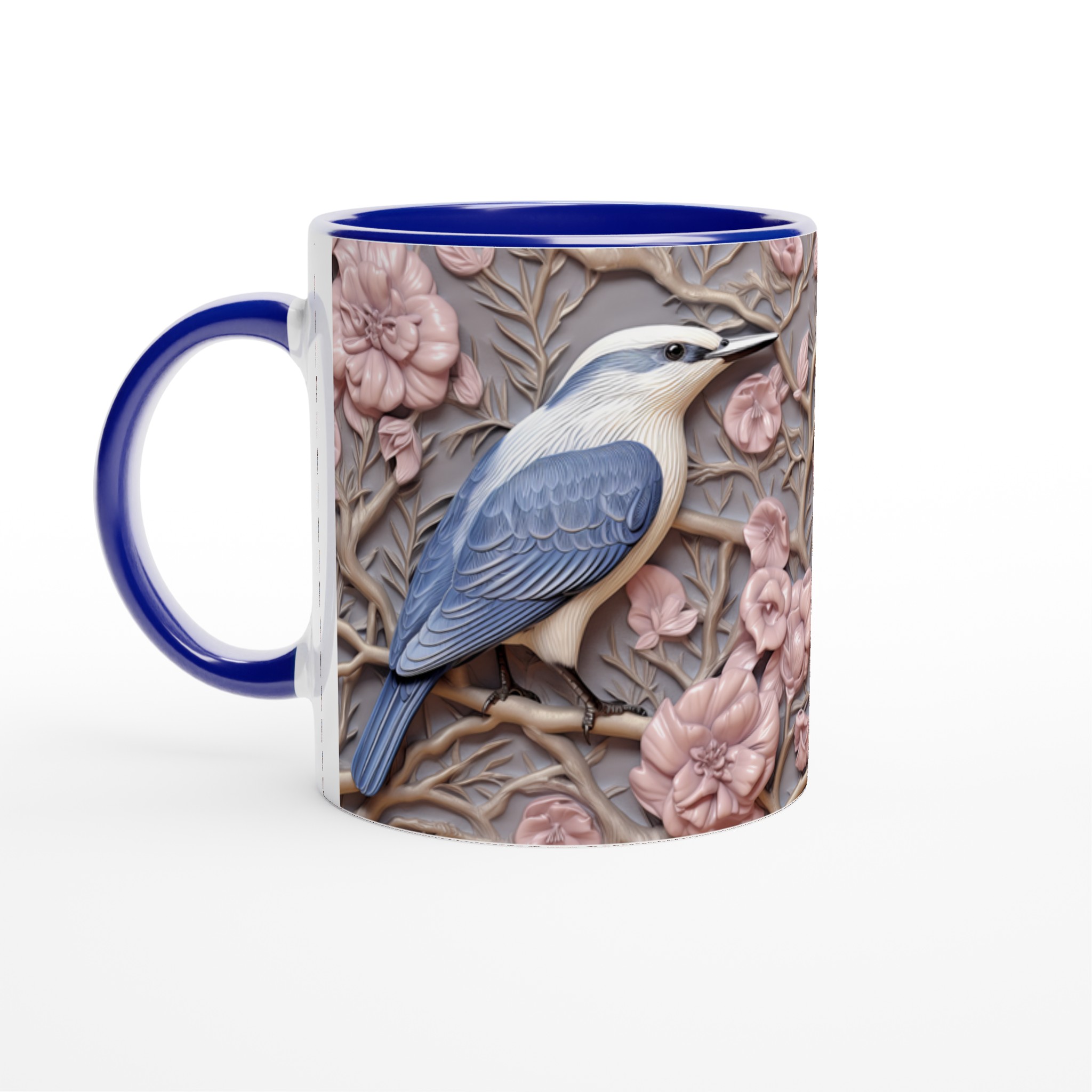 Elegant Ceramic Mug with Bluebird and Blush Floral Art – 11oz Premium Drinkware in Your Choice of Color 2 6a628700-85ab-4dd8-a21a-b5e8197fb234