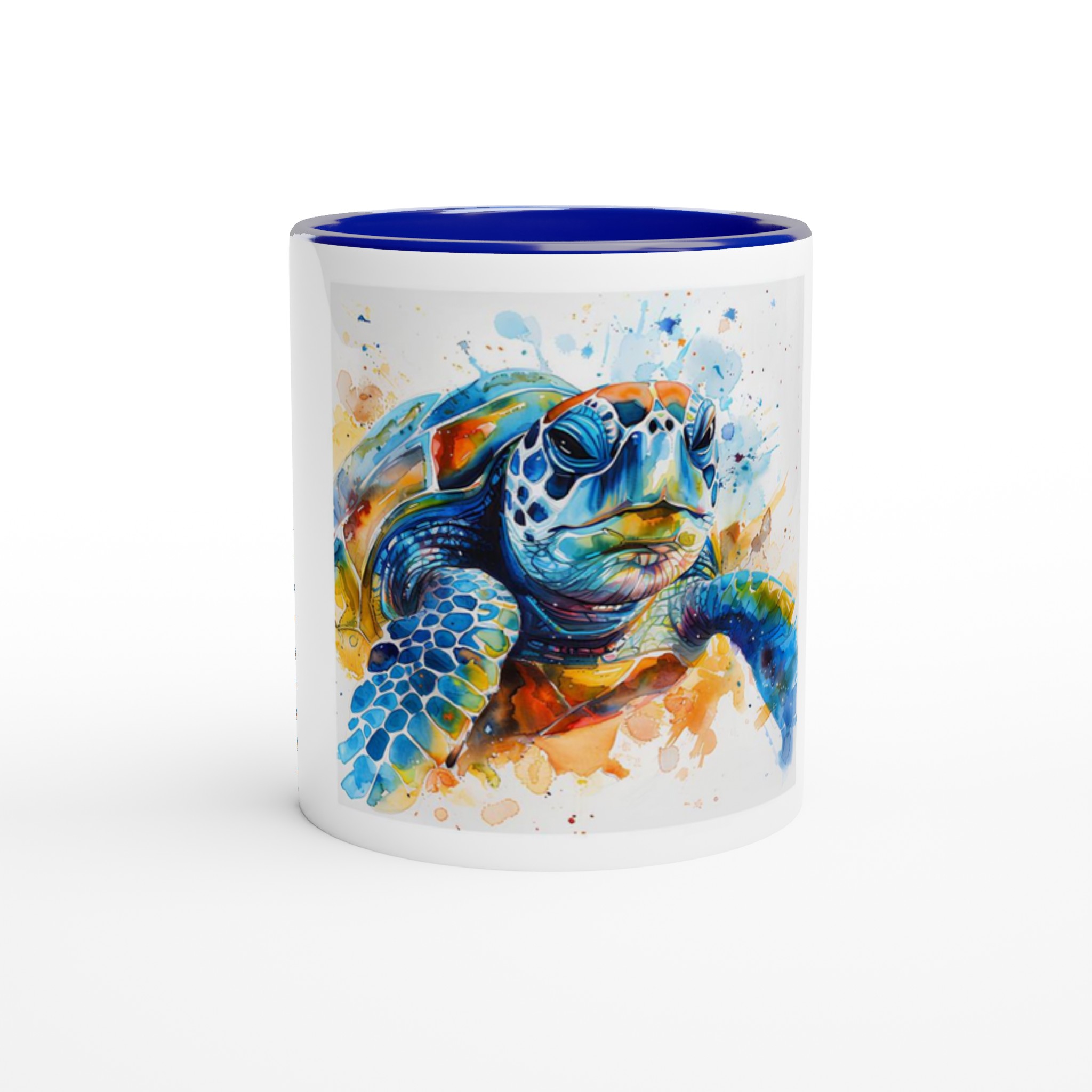 Abstrakt Akvarell Sköldpadda 11oz Keramisk Mugg - Livfulla Havsfärger med Färgad Insida 5 6a9e7b02-9961-467e-ade2-2c9b8ba51fe2