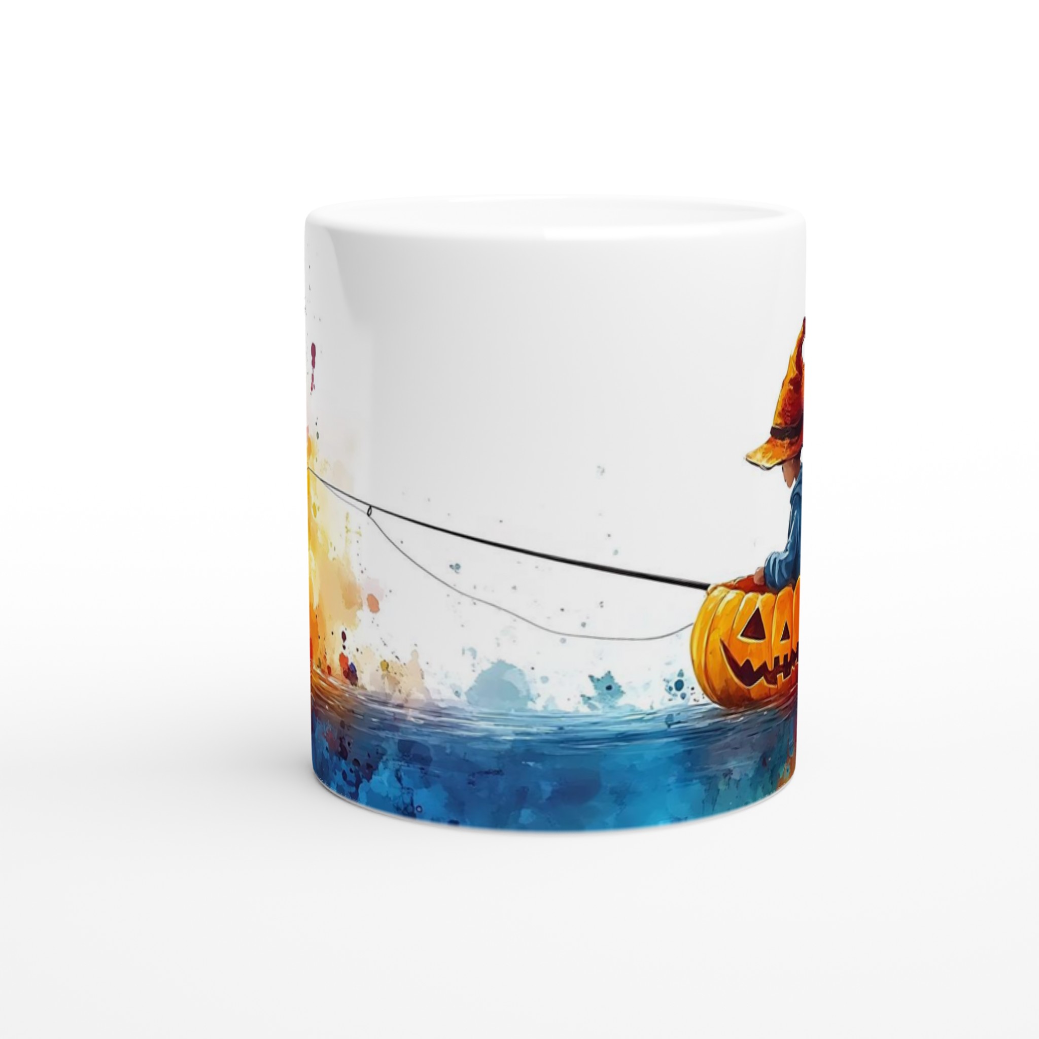 Magisk Halloween Mugg: Barn i Pumpabåt med Trollkarlshatt - Konstnärligt Akvarelldesign för Spöklika Stunder 8 6aa7634a-ffe3-4043-af4e-d4cdcabe7c3a