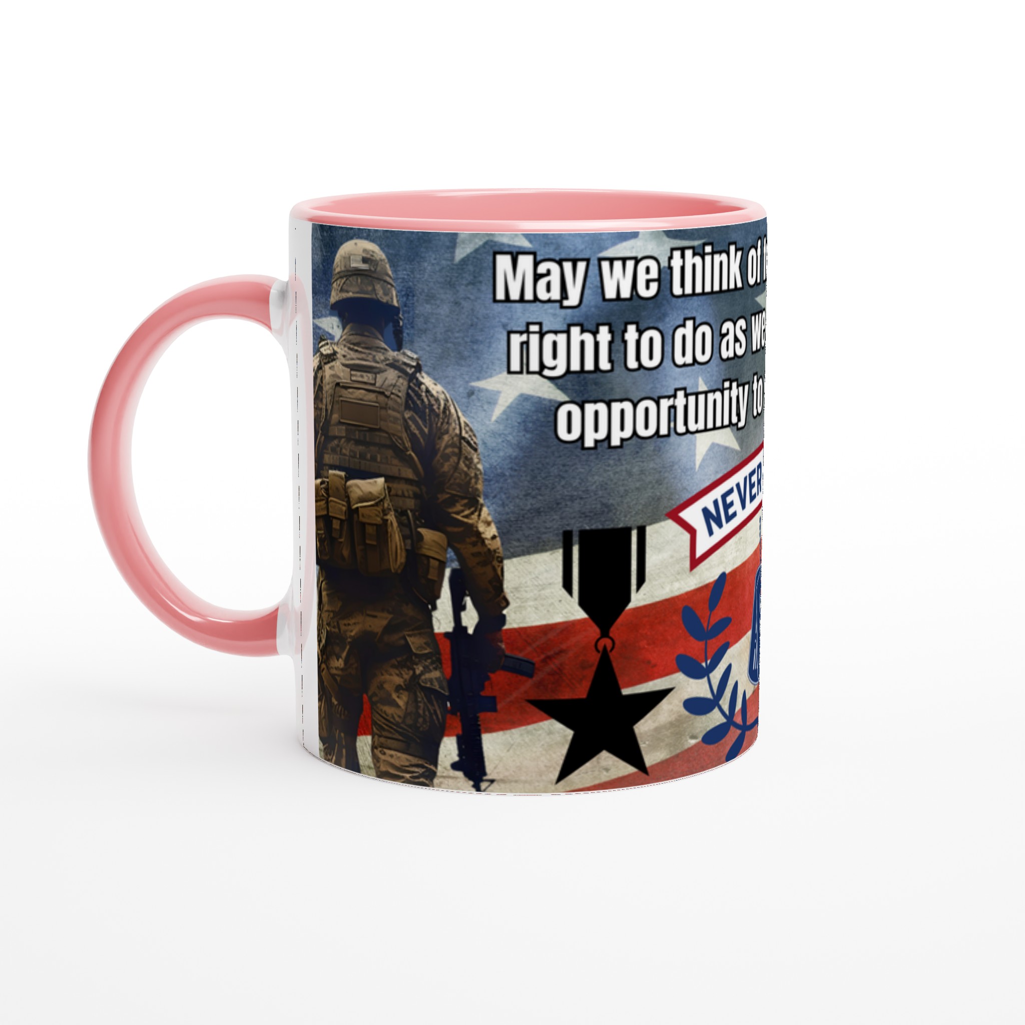 Vit 11oz keramisk mugg med patriotic Never Forget-motiv – välj bland sju kraftfulla färger 6 6aaef3bd-b4a9-4d2f-be84-c230722761a6