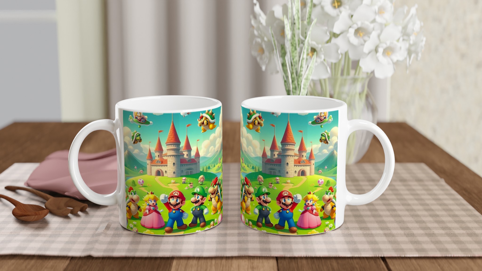 Vit 11oz keramisk mugg med färgstarkt Super Mario-världsmotiv i valfri keramisk färg 10 6ab2d95f-6c1d-43dc-b28f-fe7a373b0351