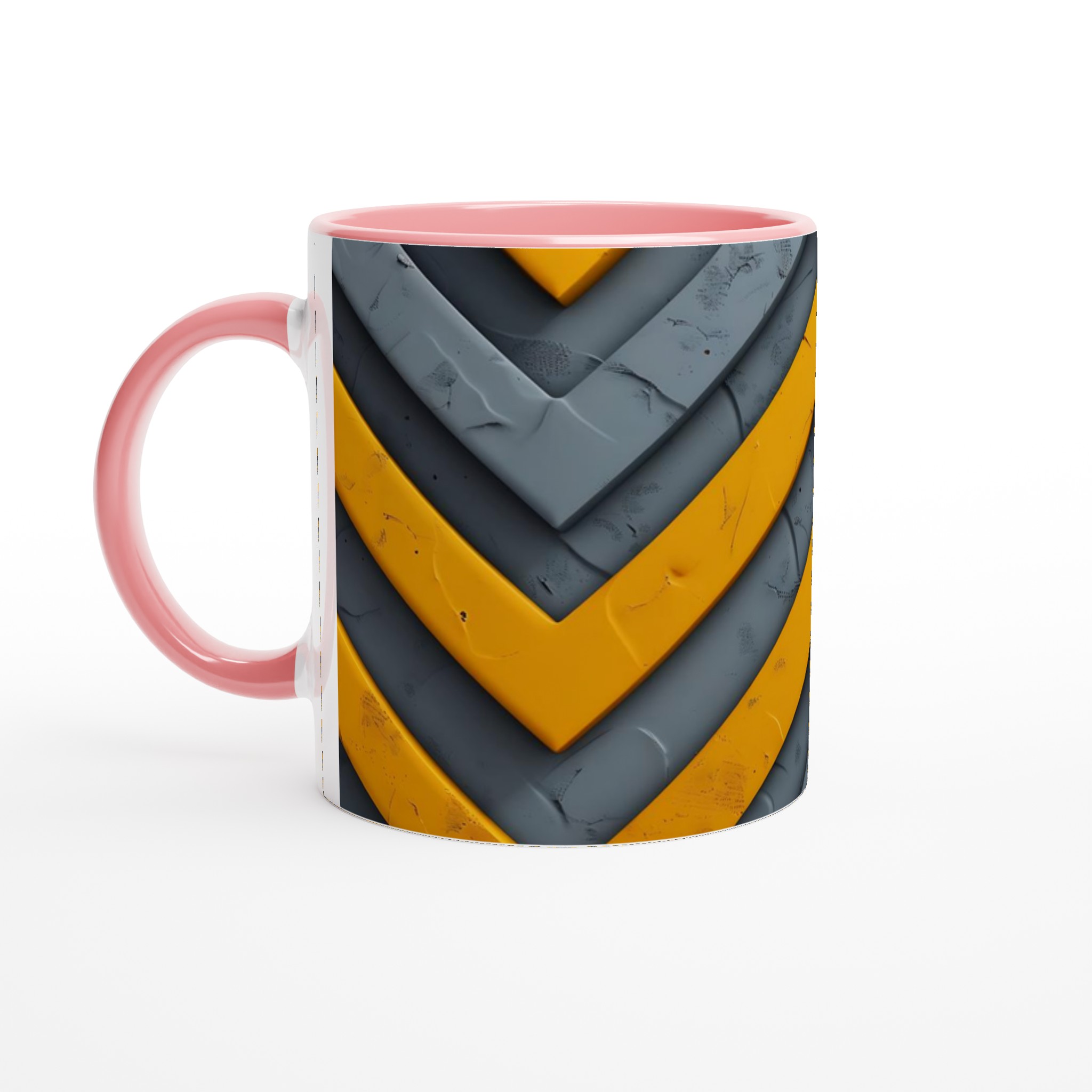 Abstrakt Chevron Mugg - Gul & Grå Design i 11oz Keramik 6 6ab3b673-01cf-4b51-b929-582ea34c622c