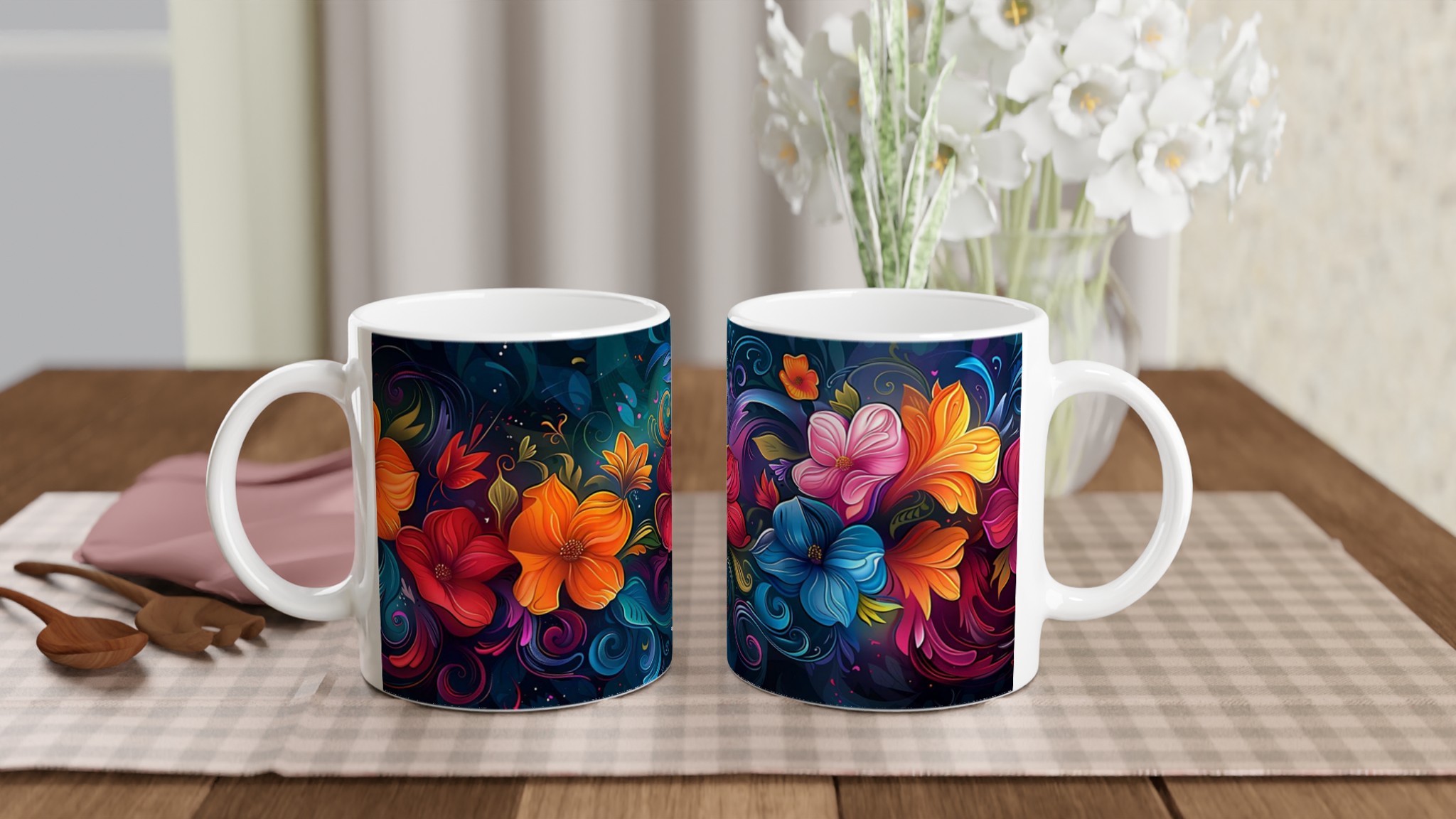 Färgexplosion Blommor Keramikmugg - 11oz, Välj mellan 7 Strålande Färger! 10 6abf2e3f-55aa-4d72-b520-dfe34e8ce60d
