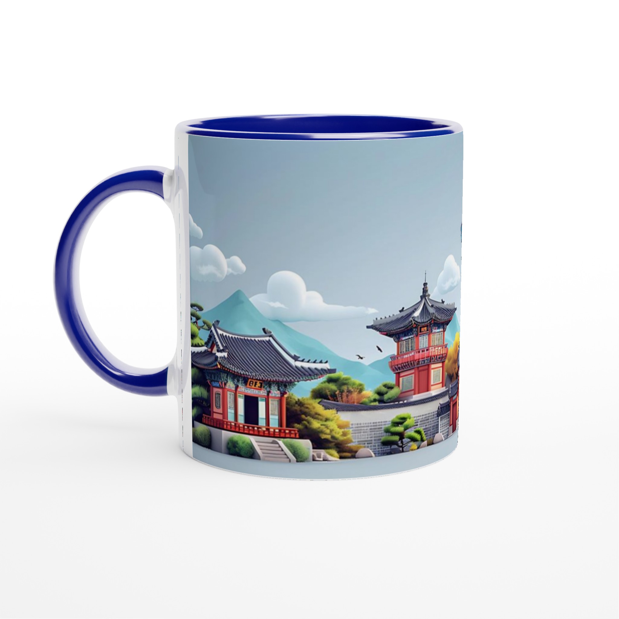 Koreansk Stadssilhuett Mugg - 11oz Keramisk Kaffekopp i ditt val av 7 livfulla färger 2 6ac21eaf-93a0-4968-9c44-81cb7832e71c