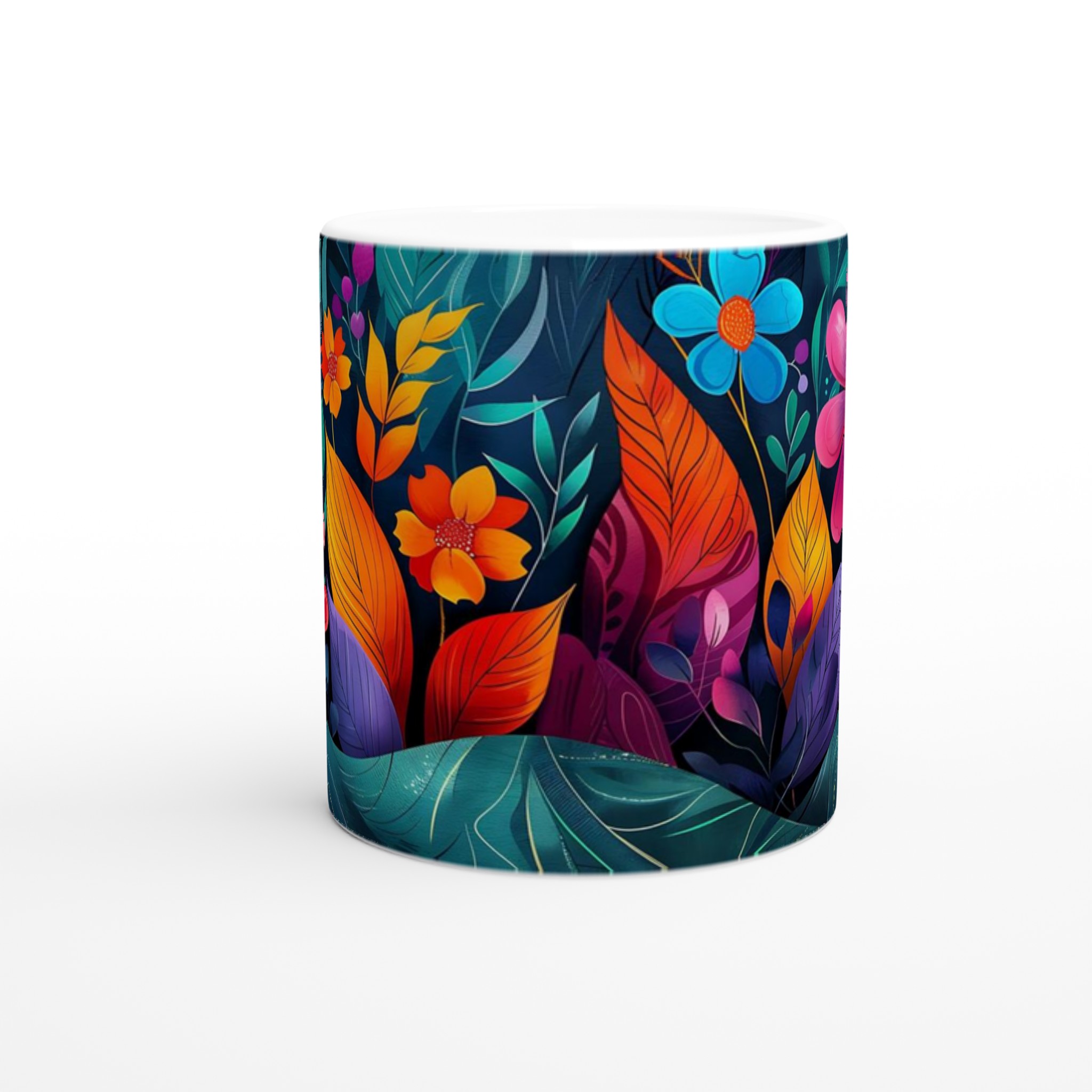 Tropisk Blomsterglädje 11oz Keramisk Mugg – Välj bland 7 Livfulla Färger 8 6ae66039-dbde-4219-a1a3-f4fe8172c016