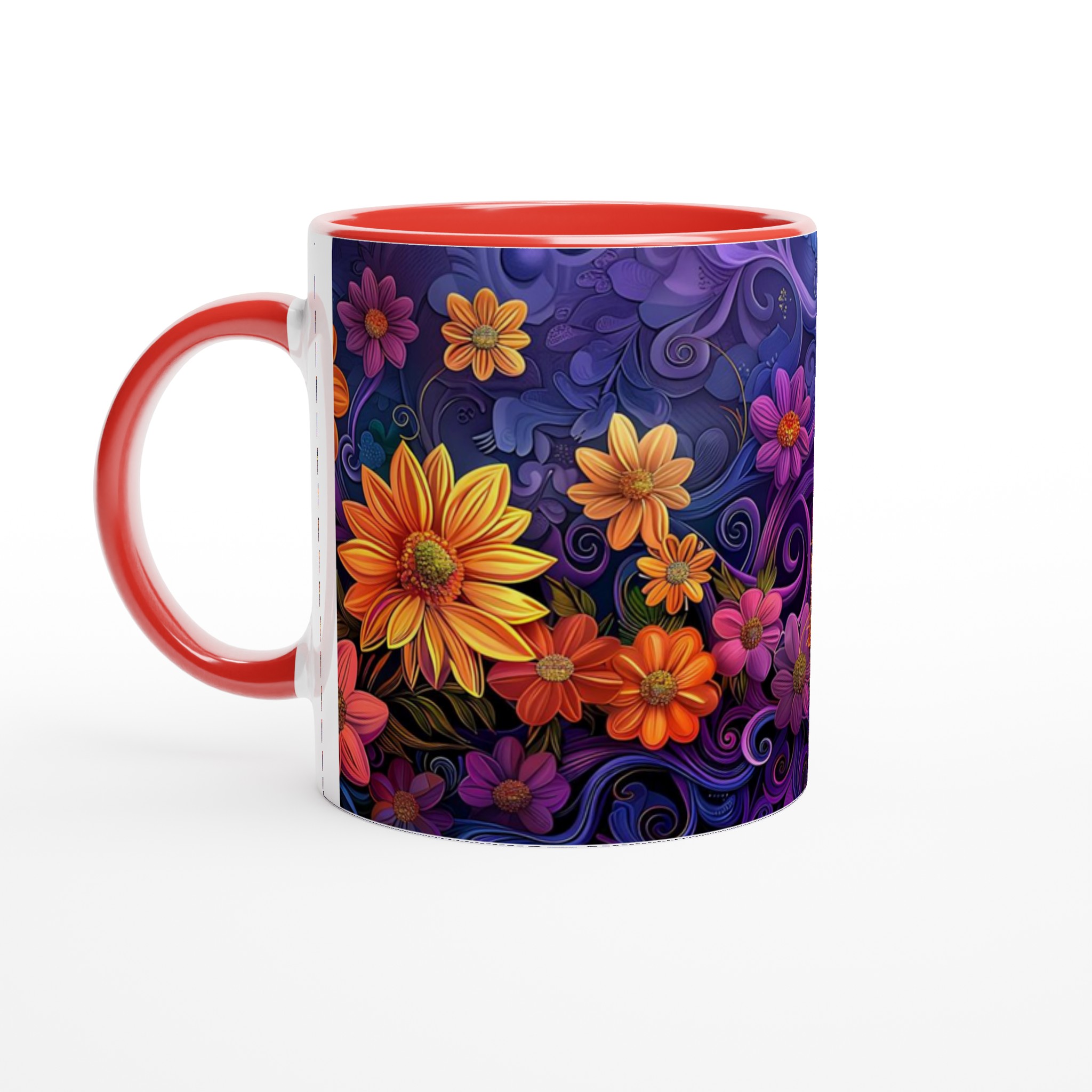 Färgexplosion: Konstnärlig Blommig Keramikmugg - 11oz, Välj Din Favoritfärg! 5 6af5d6be-164d-49f7-9da3-9c2f52e26593
