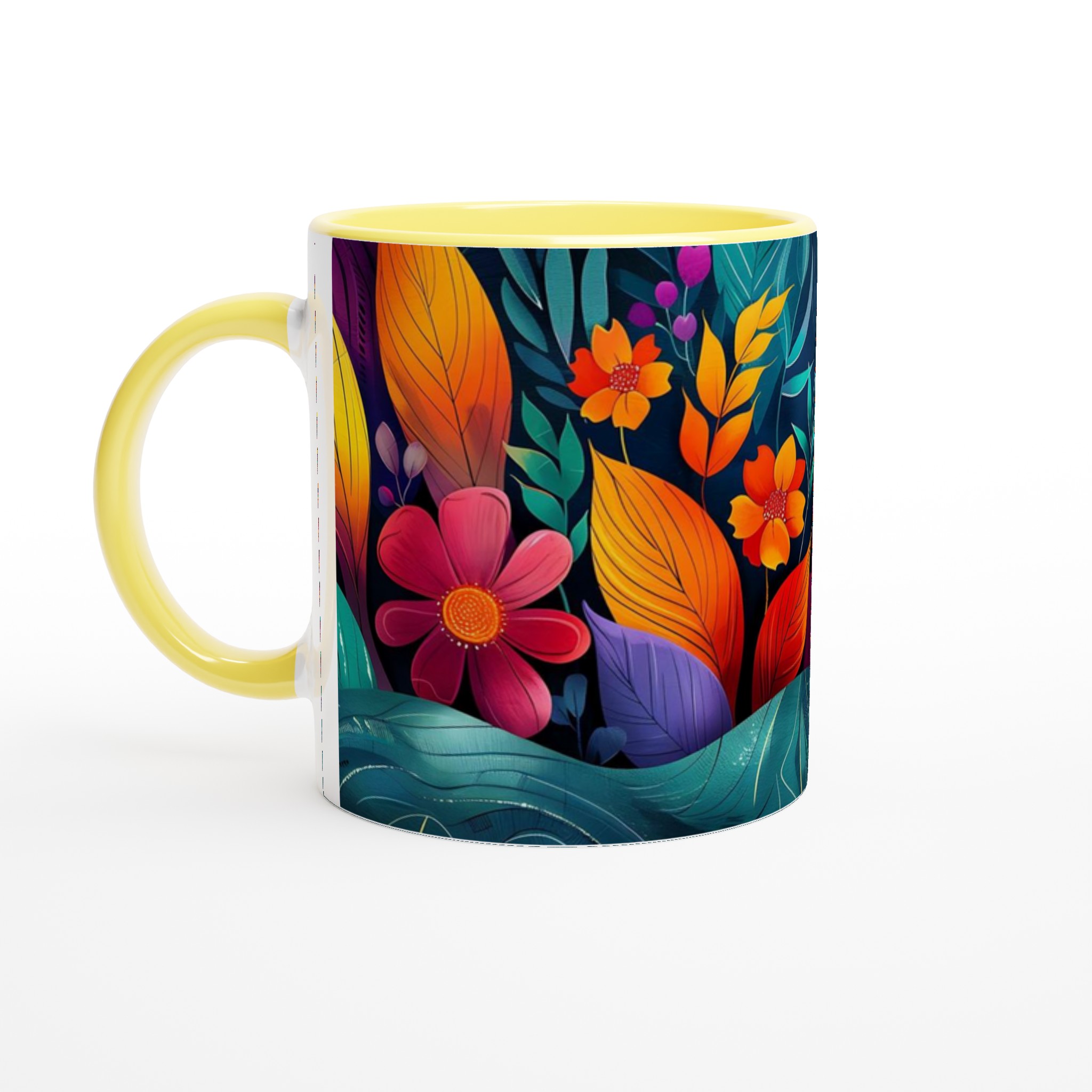 Tropisk Blomsterglädje 11oz Keramisk Mugg – Välj bland 7 Livfulla Färger 3 6b11edd9-d617-4bb3-a5ea-15c623eb12e1