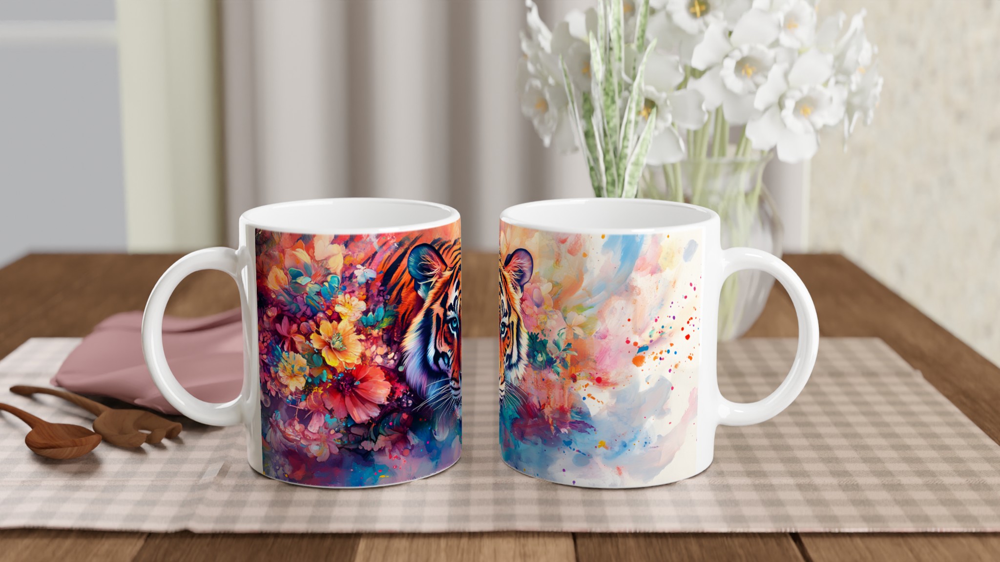 Konstnärlig Tiger Mugg – Vibrant Akvarell Design, 11oz Keramik 10 6b1b495e-74bb-4fa8-8a15-a64399e564e7