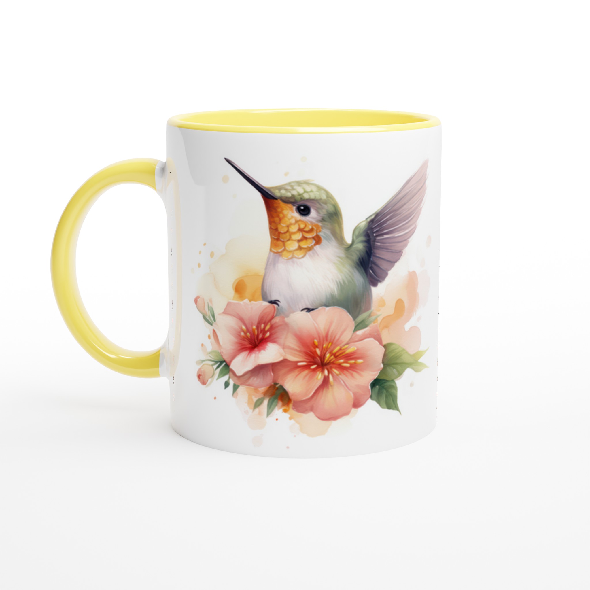 Vit 11oz keramisk mugg med blomstrande kolibri i mjuka pastellfärger – välj din favoritfärg 3 6b301224-9510-4958-a9c6-49214db6a3ee