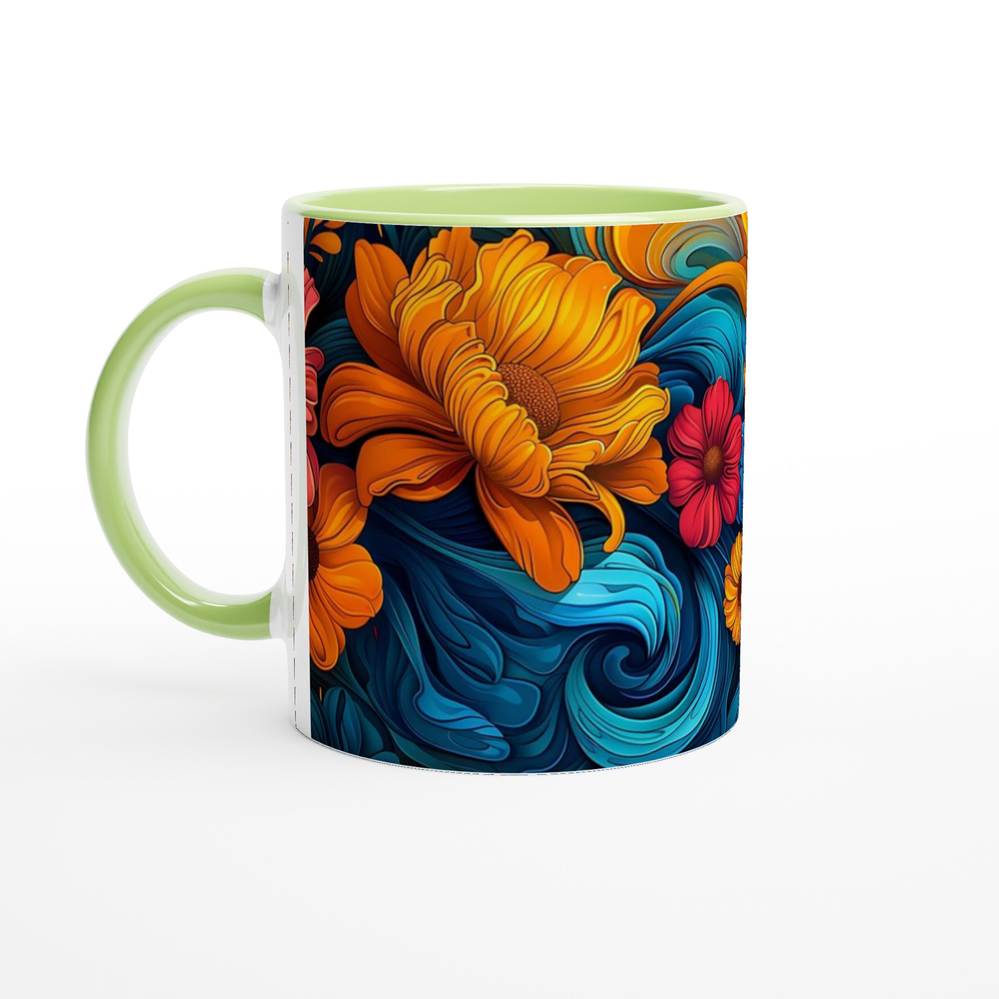 Färgglad Blommig Keramisk Mugg – 11 oz Vit Mugg för Livliga Dryckesstunder 8 6b331382-7d67-4241-b788-3613921530ca