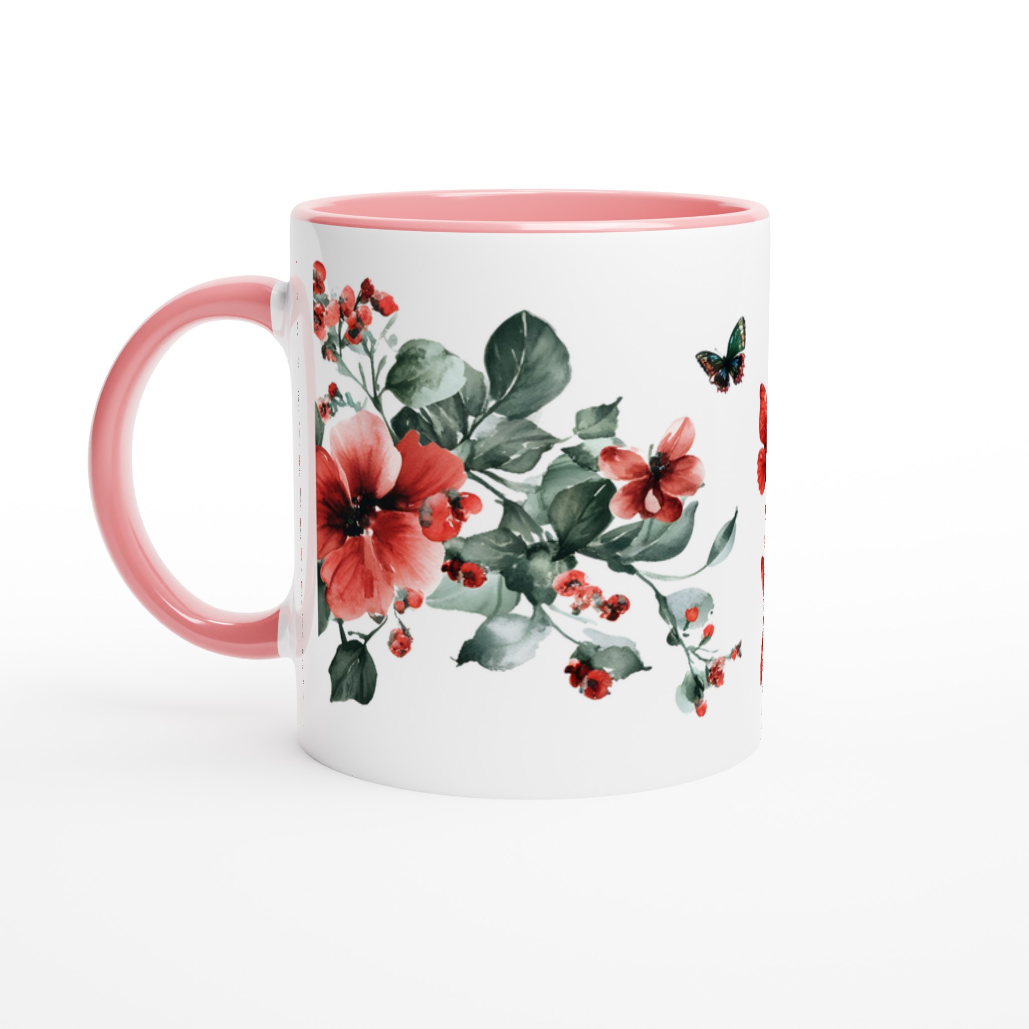 Fjäril och blomsterakvarell 11oz Keramisk Mugg – Välj bland 7 Livfulla Färger 6 6b480628-1b0c-43d2-a532-2fbceb72636f