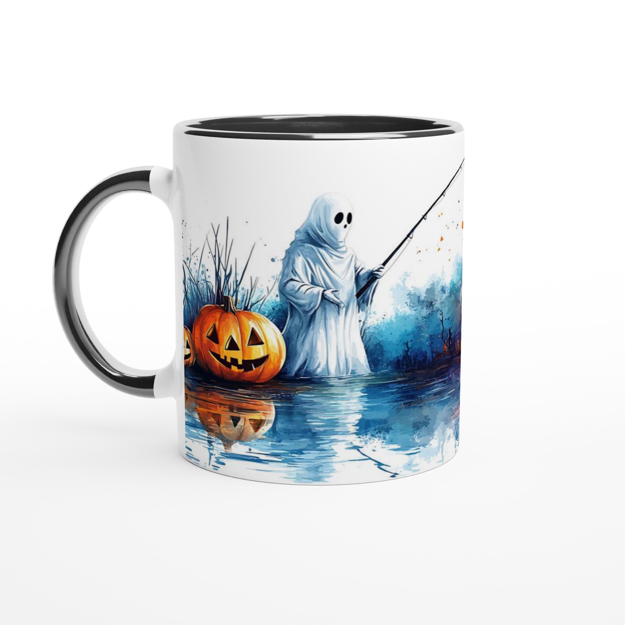 Spöklik fisketur på Halloween – Unik keramisk mugg med vattenfärgstryck, perfekt för höstens mysiga stunder 4 6b6d562b-13aa-4bb3-b37d-050c84cf081a