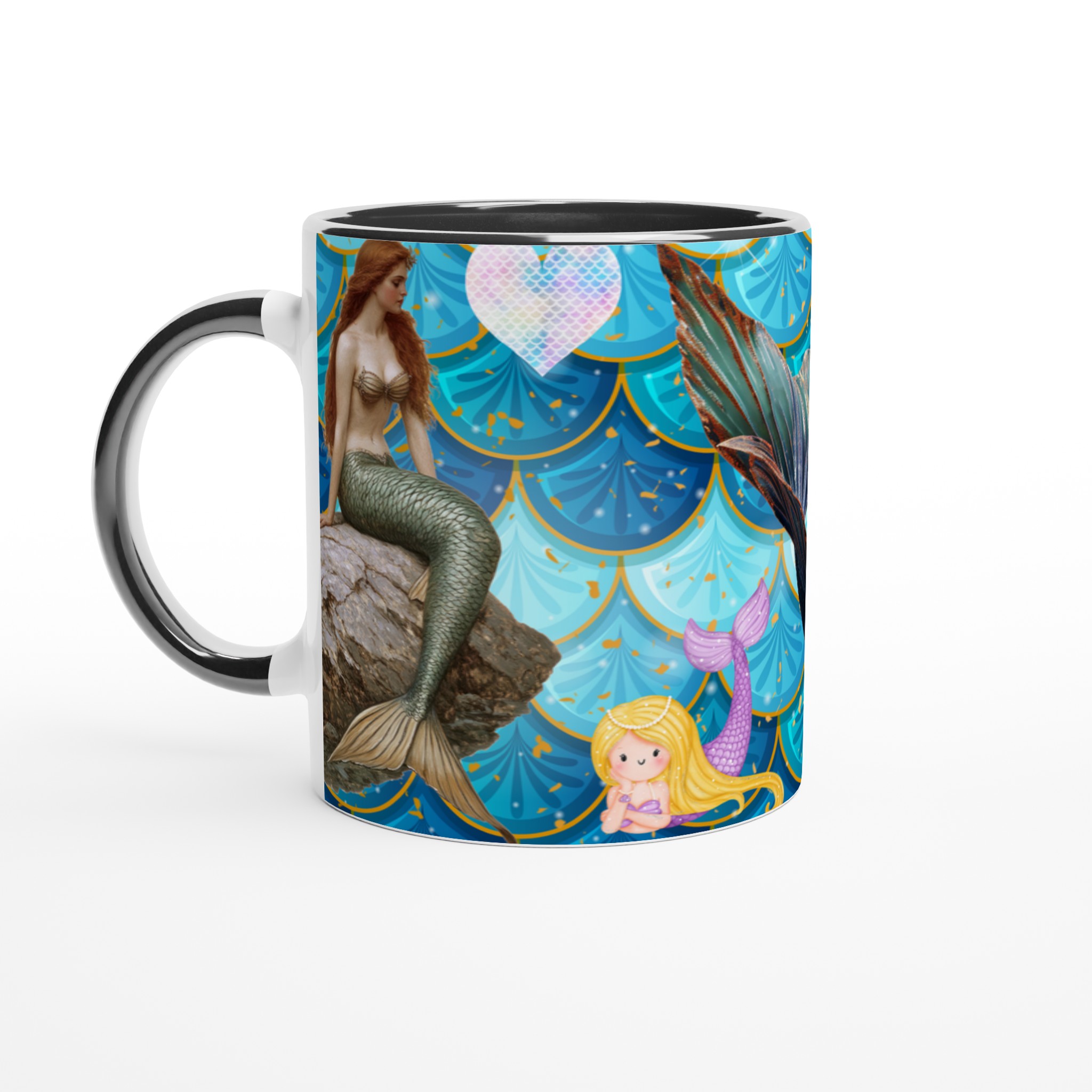 Vit 11oz keramisk mugg med magiska sjöjungfruillustrationer i flera livfulla färger 4 6b765722-1b7b-48cb-a498-4298e7e55448
