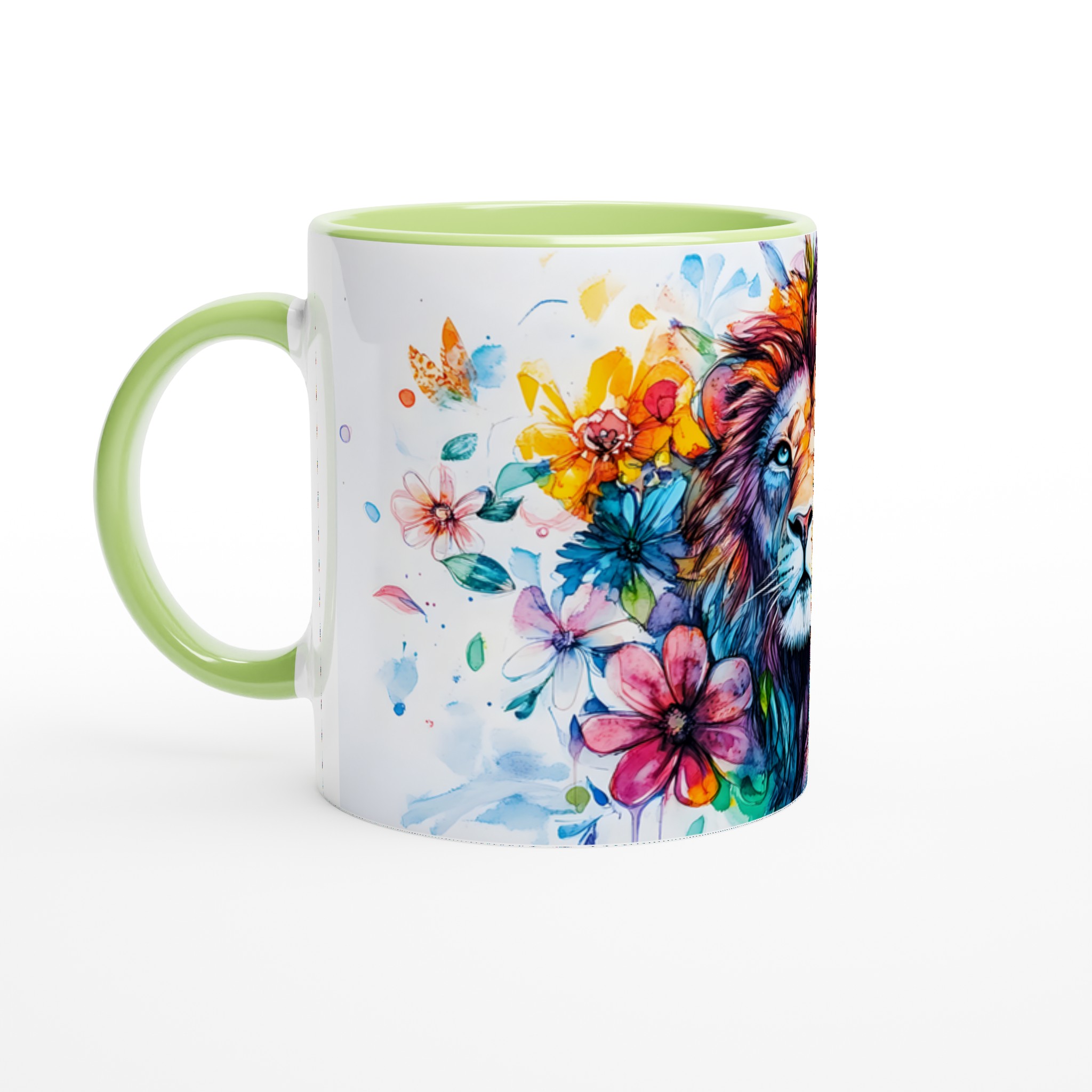 Färgsprakande Lejon Akvarell Mugg – Uttrycksfull 11oz Keramikmugg i ditt Val av Sju Livfulla Färger 7 6ba00095-4fad-491c-a897-8cff119f10de
