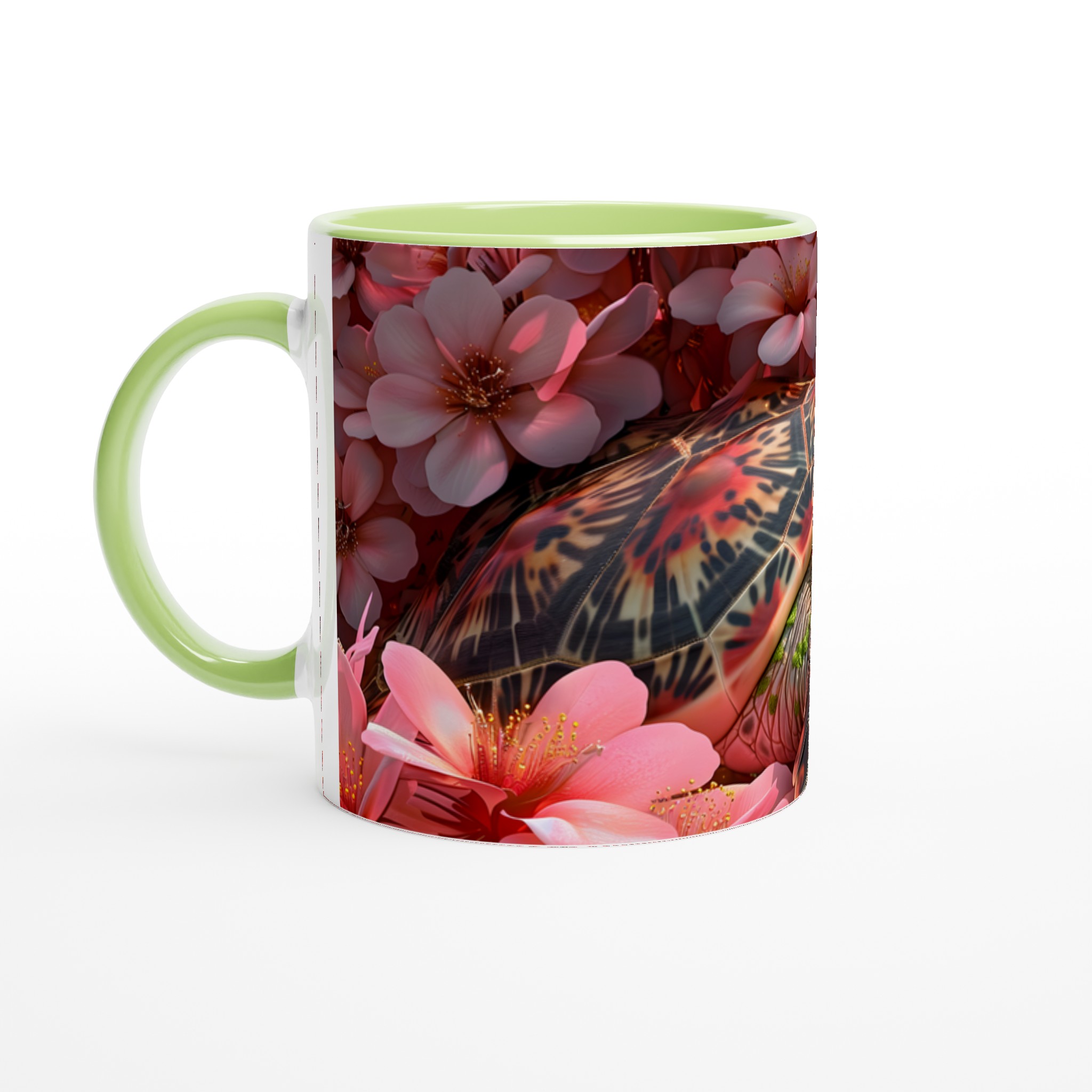 Förlora dig i våren: Sjösköldpadda bland körsbärsblommor - Vit 11oz keramisk mugg 7 6bd9fefc-0258-4c0a-ad3b-622b3f94f393