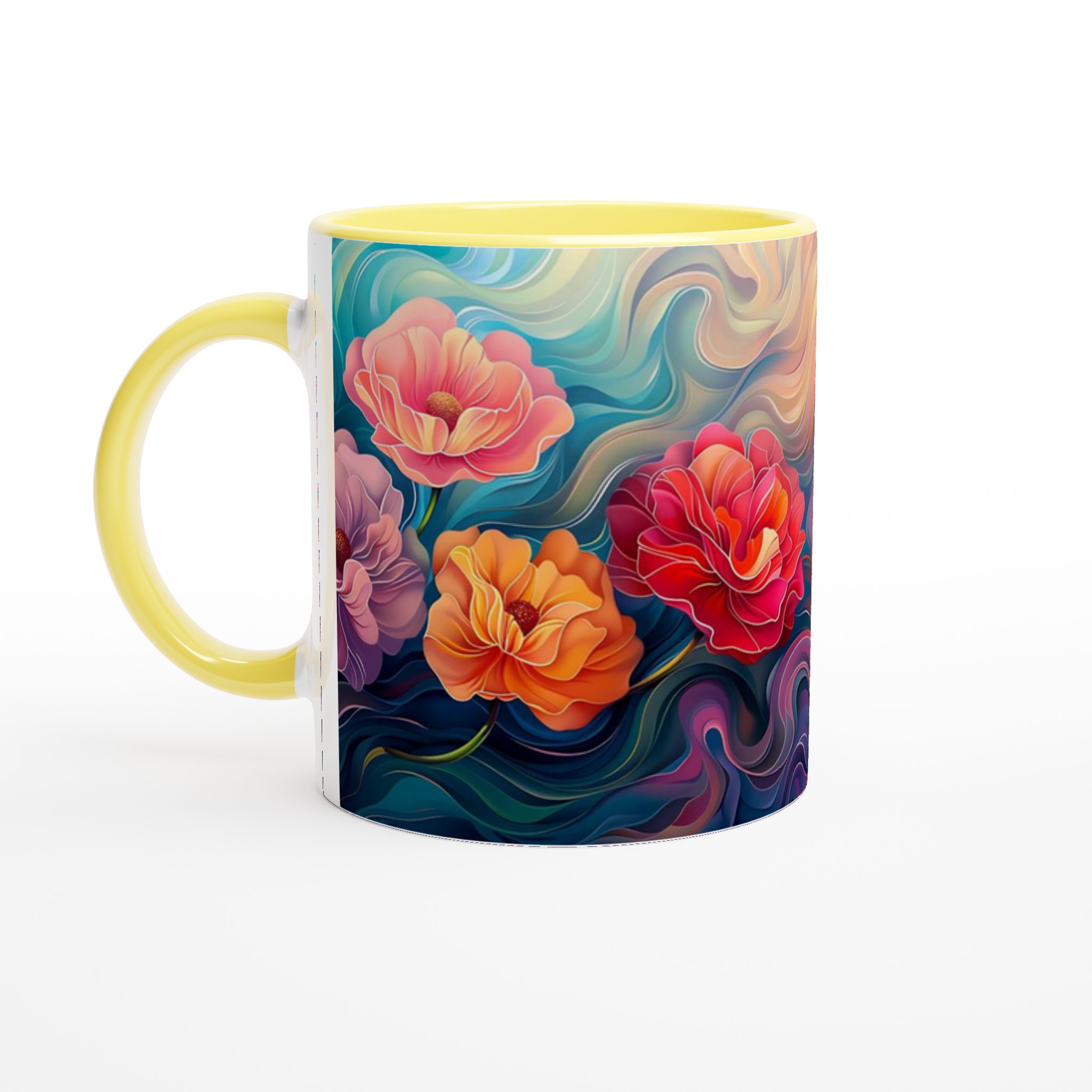 Abstrakt Blomster Keramikmugg – Konstnärlig Kaffestund i Valfri Färg, 11oz 3 6c0945b0-7cef-4f74-bdad-1066fbd2bd2a
