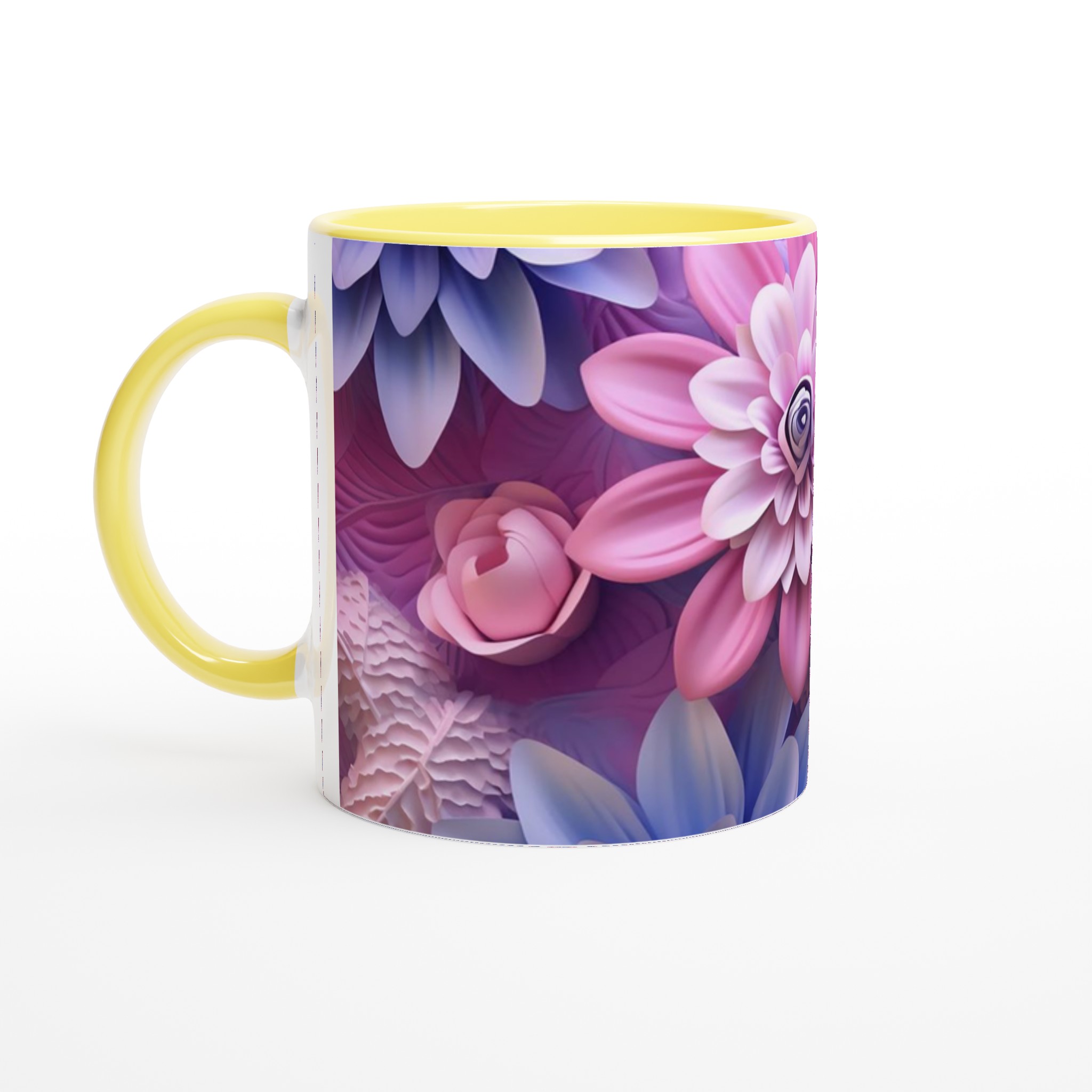 Vit 11oz keramisk mugg med blomstrande pastellmotiv i sju färgstarka nyanser 3 6c47f1d2-8937-425e-8738-8d0c829c958b