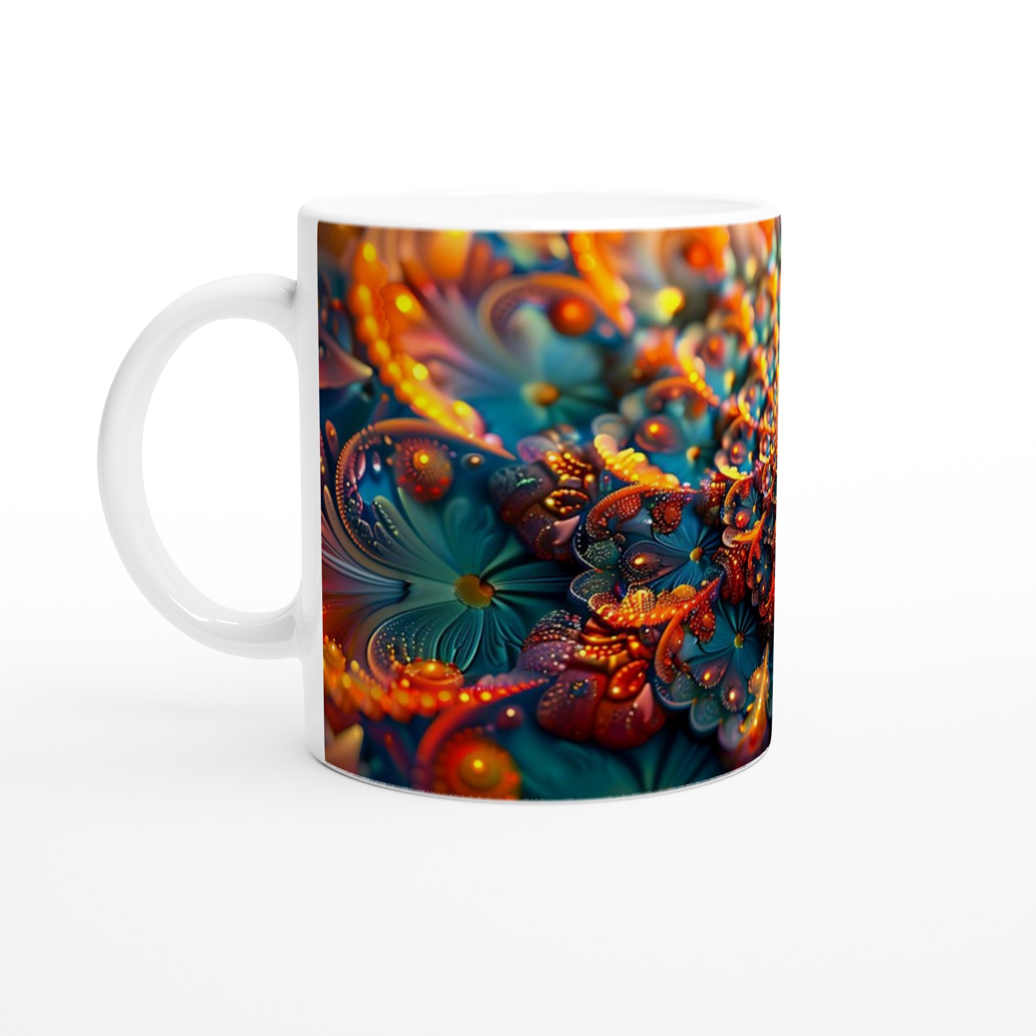 Psykedelisk Blomstrande Mandala Mugg – 11 oz Keramikmugg i Vibrerande Färgval 1 6c541cfc-f17e-417f-be50-b67c4bbb7ffb