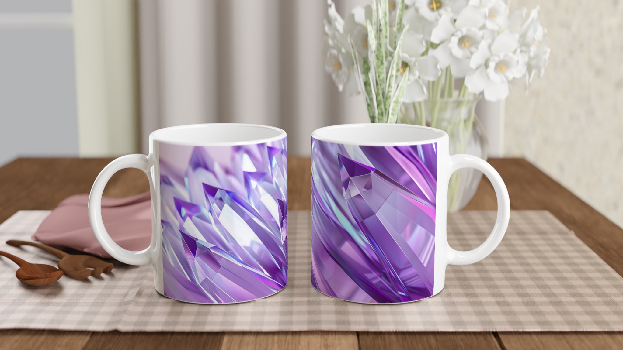 Glittrande Lila Prismamugg – 11 oz Keramisk Kaffemugg med Kristallklar Design 10 6c6bd699-666f-4c53-8663-e1ac5247840e