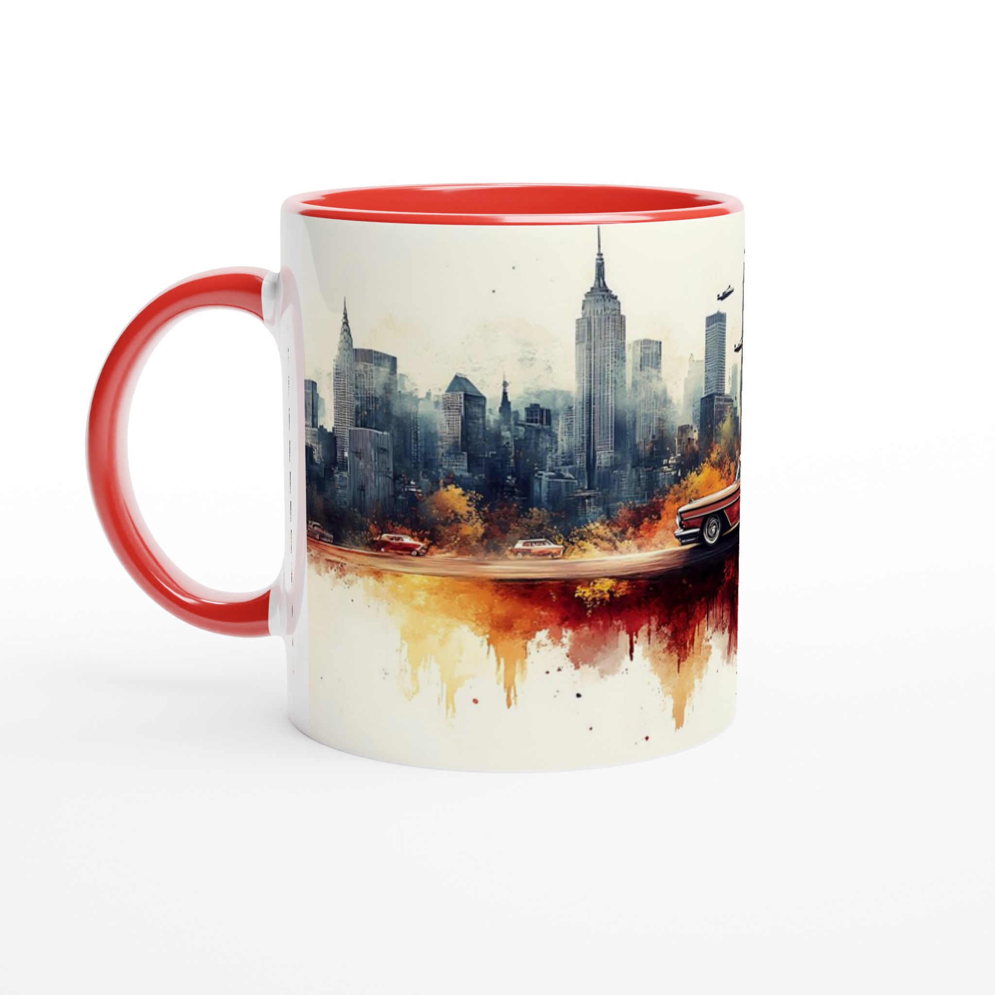 Retro Cityscape Drömmugg – 11 oz Keramisk Kaffemugg i ditt val av färg 5 6c9f5f8e-cccb-4b3b-8d73-dfabe8a01694