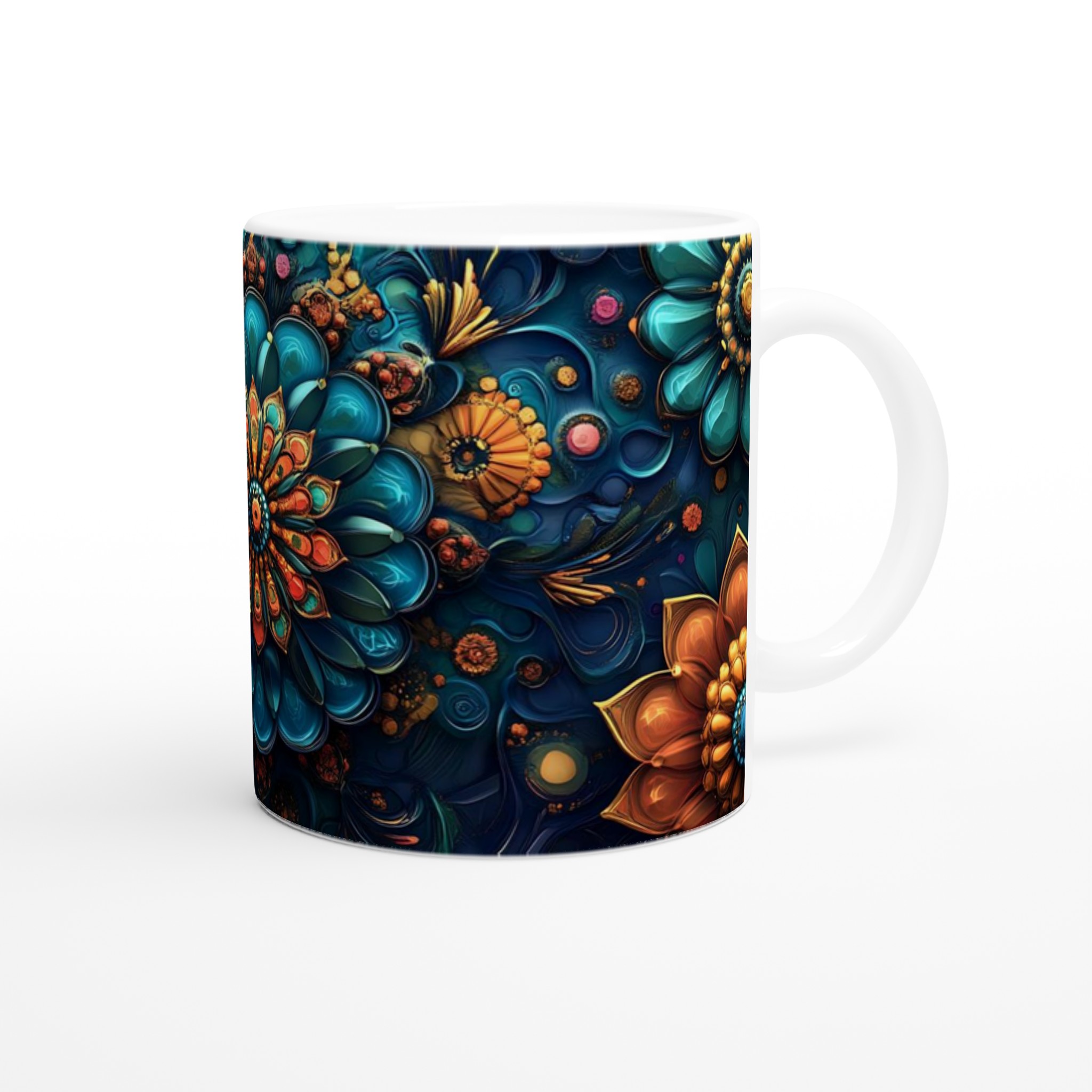 Mångfärgad Floral Mandala 11oz Keramikmugg - Lyxig Blomsterdesign för Kaffe & Te i Flera Färger 10 6ce491e2-5468-4e5e-b50e-28b0d2cbb6aa
