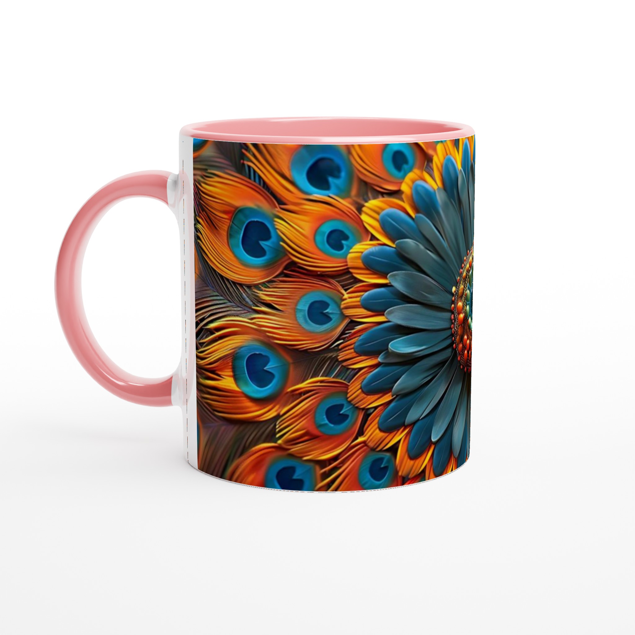 Påfågelinspirerad Keramisk Mugg 11oz - Konstnärliga Fjädrar i Starka Färger 6 6cee66c2-af61-47bc-961b-49cd93bc834c