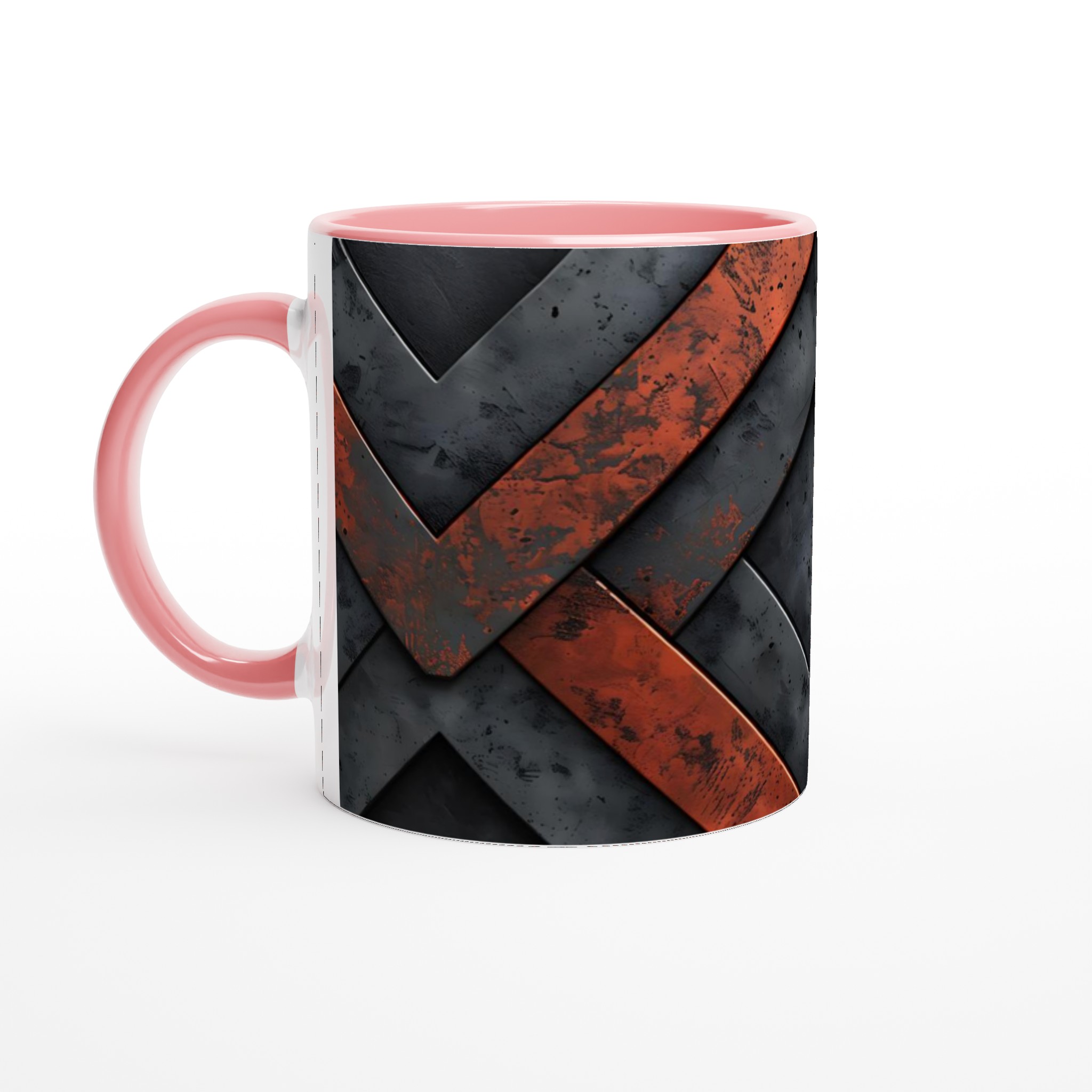 Vit 11oz keramisk mugg med rustik metall-inspirerad design i sju färgval 6 6d95e0d5-cde0-4edc-ab69-7b8e3a59e381