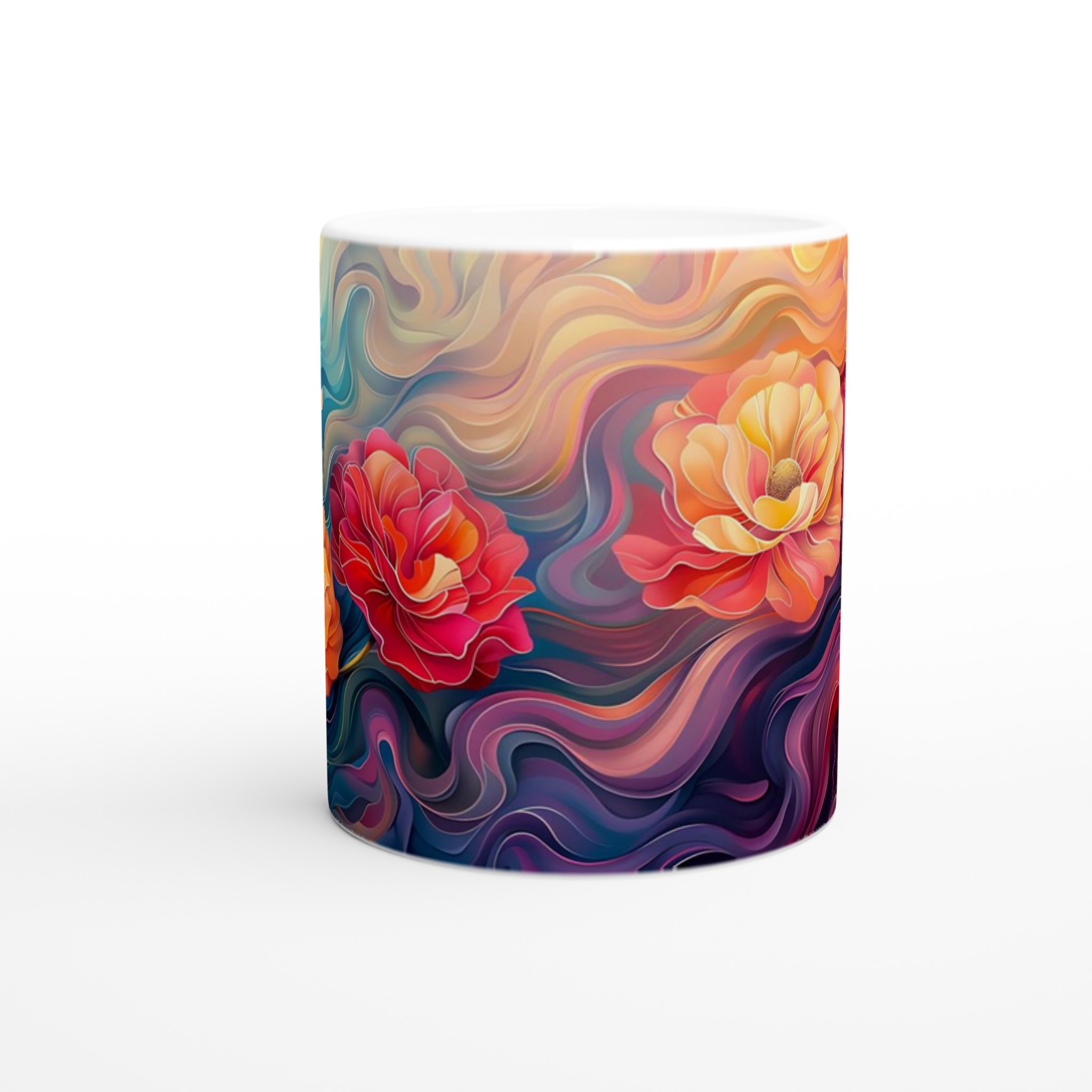 Abstrakt Blomster Keramikmugg – Konstnärlig Kaffestund i Valfri Färg, 11oz 8 6dbd8421-ef38-45ea-b9ac-92aa0a2ebce8
