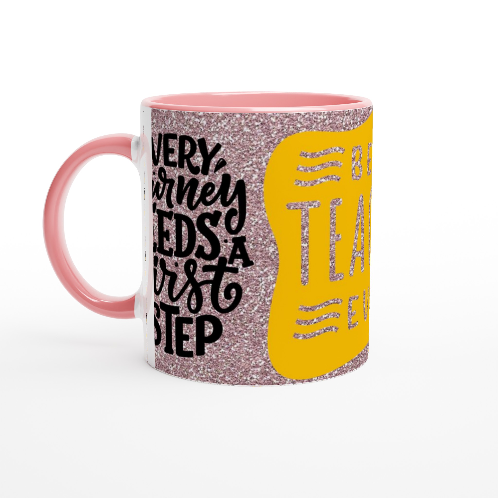 Vit 11oz keramisk mugg med glittrande hyllning till bästa läraren – välj bland sju färgglada keramiknyanser 6 6dbec4c4-824b-4f27-955b-4313abb32fd1