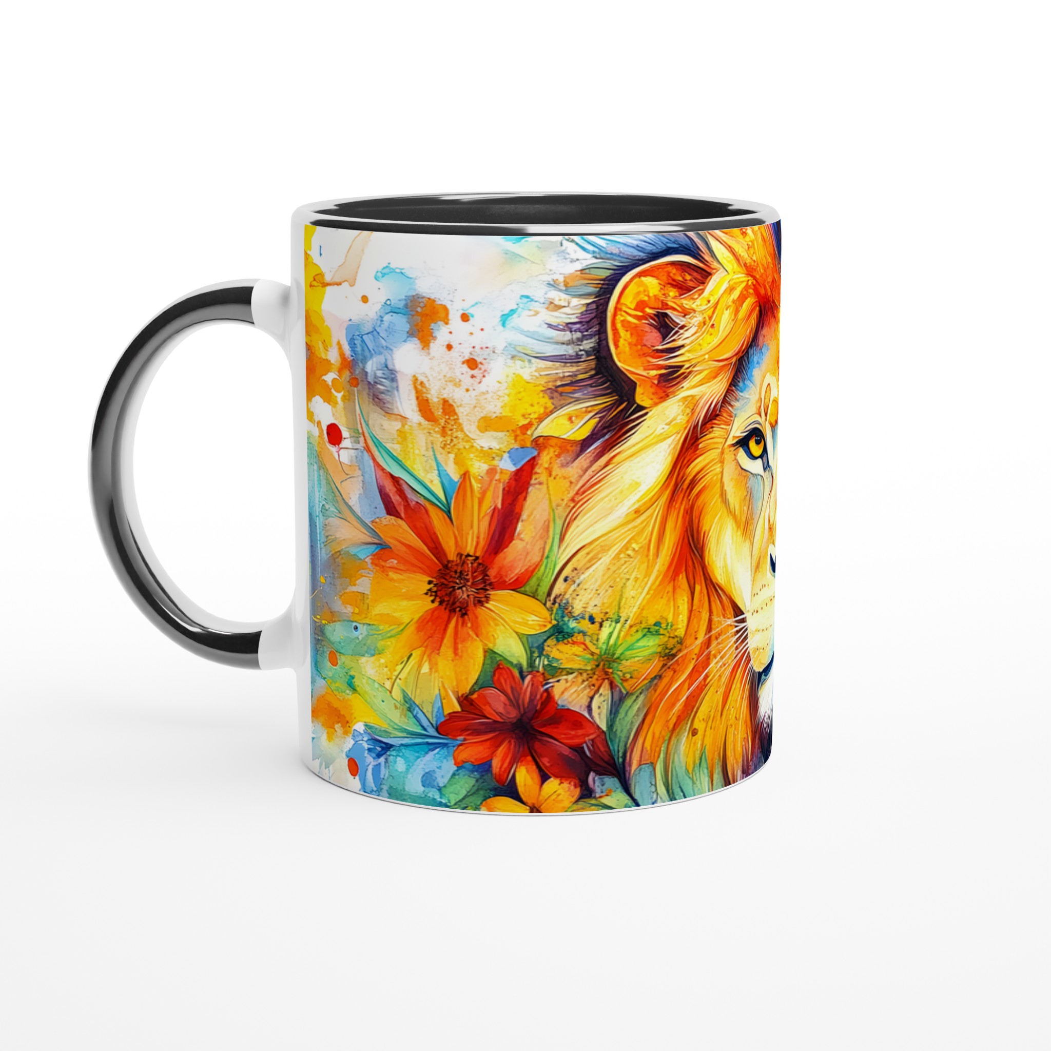 Vit 11oz keramisk mugg med levande lejonmotif i ditt val av sju färgstarka nyanser 4 6dcad247-6e91-4740-a02e-9c028d2bce00