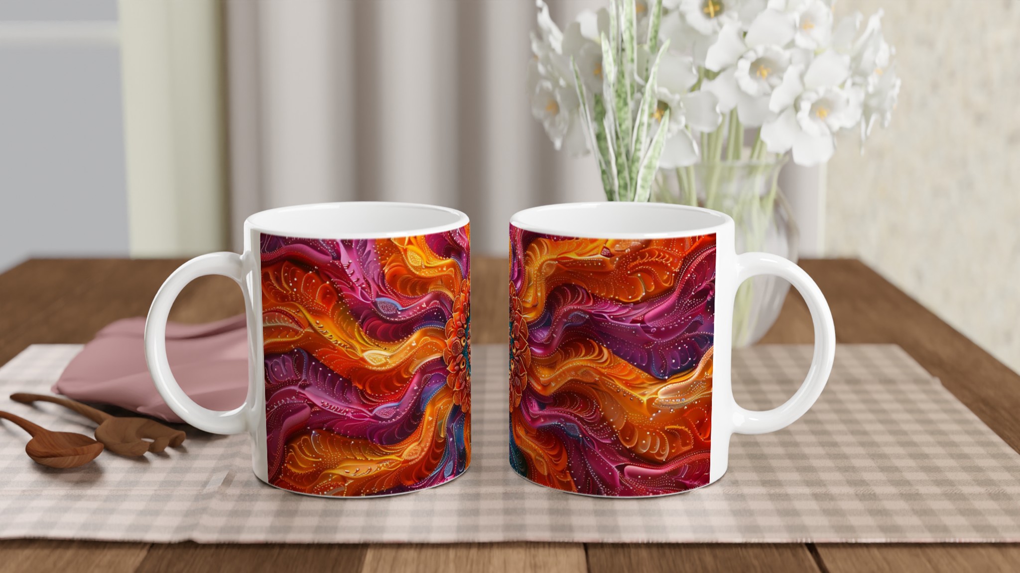 Abstrakt Mandala Keramikmugg - 11oz, Välj Bland Flera Levande Färger 10 6ddb6b90-a564-4ac3-95f9-d589ba1aac9a