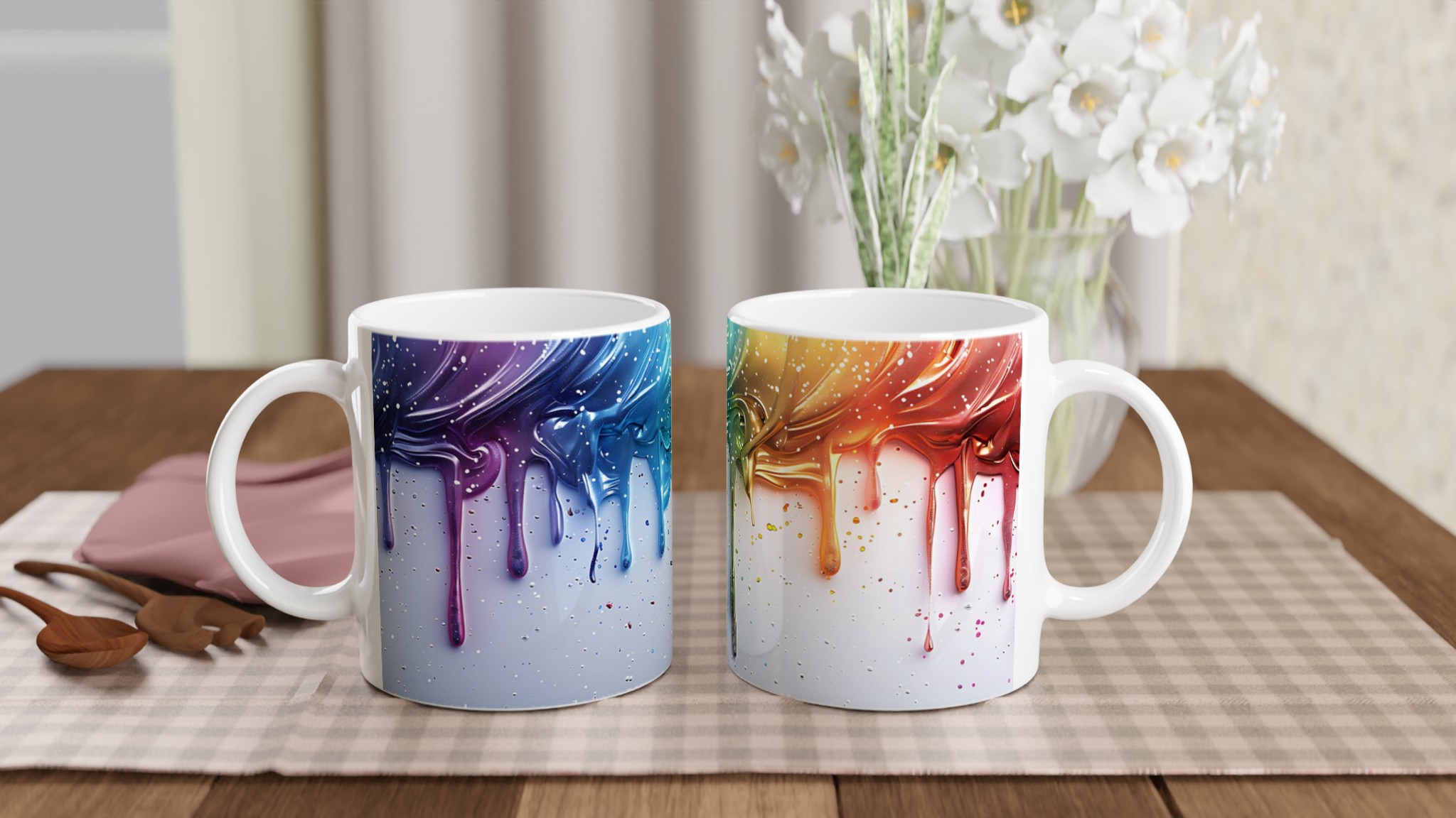 Färgsprakande 11oz Keramisk Mugg – Konstnärligt Regnbågsdesign i Sju Levande Färger 10 6de19603-7619-433d-ae68-6260d26b5976