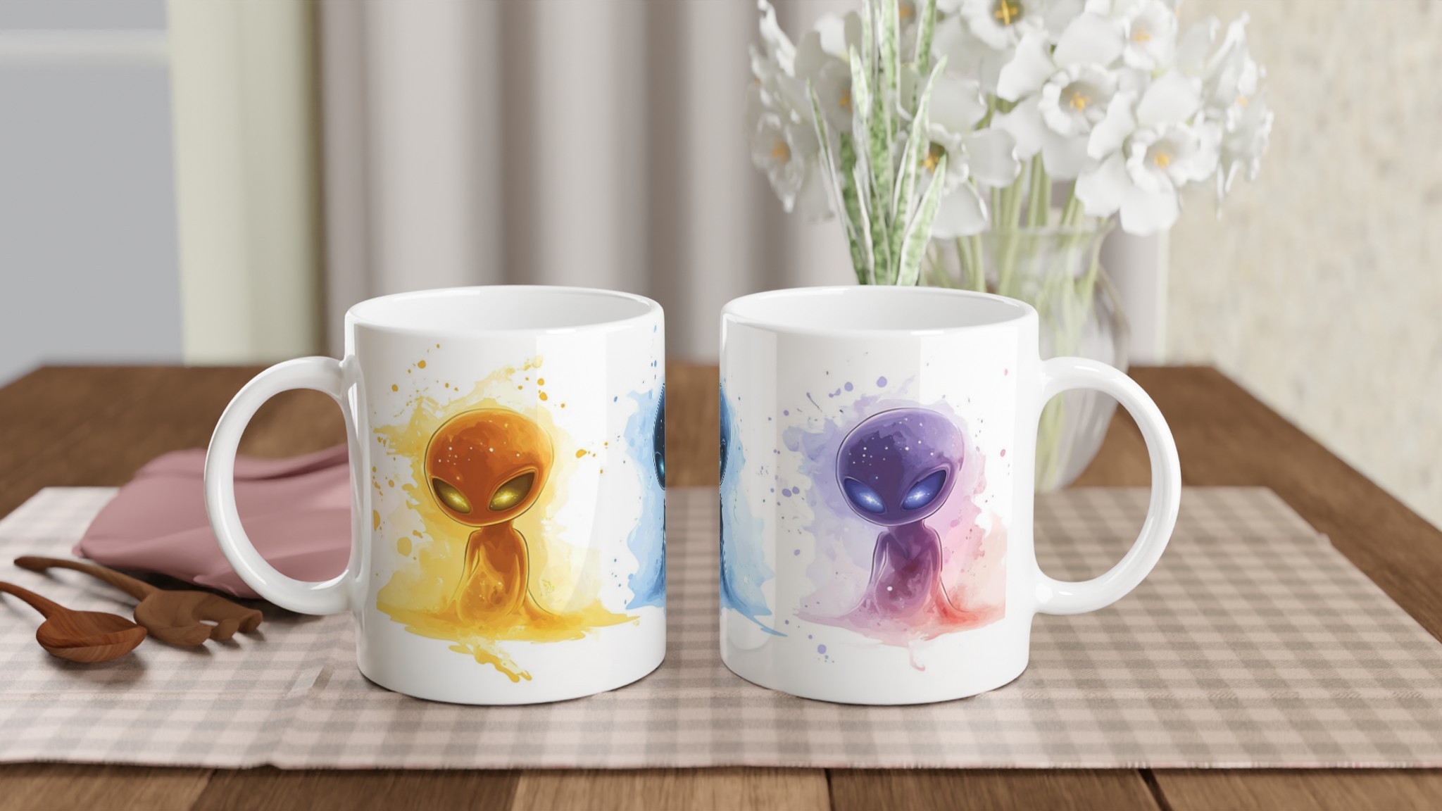 Kosmisk Kompis Mugg – En Färgsprakande Extraterrestial Vän för Din Kaffestund i Valfri Keramikfärg 10 6de9e098-17e0-453a-b107-7b6453a47127