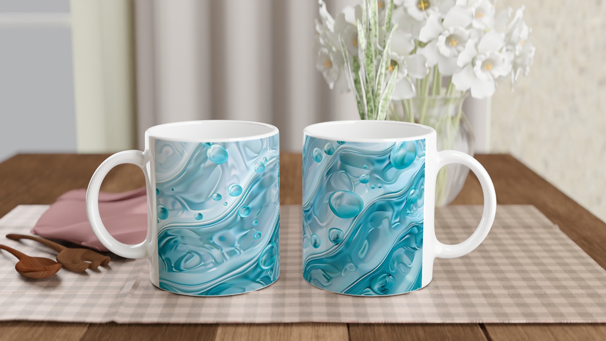 Ocean Breeze 11oz Keramisk Mugg – Dröm Dig Bort med Lugnande Vågformad Design & Aqua Bubblor 10 6e27cf11-b629-4a6c-a7ae-a7e09549dc38